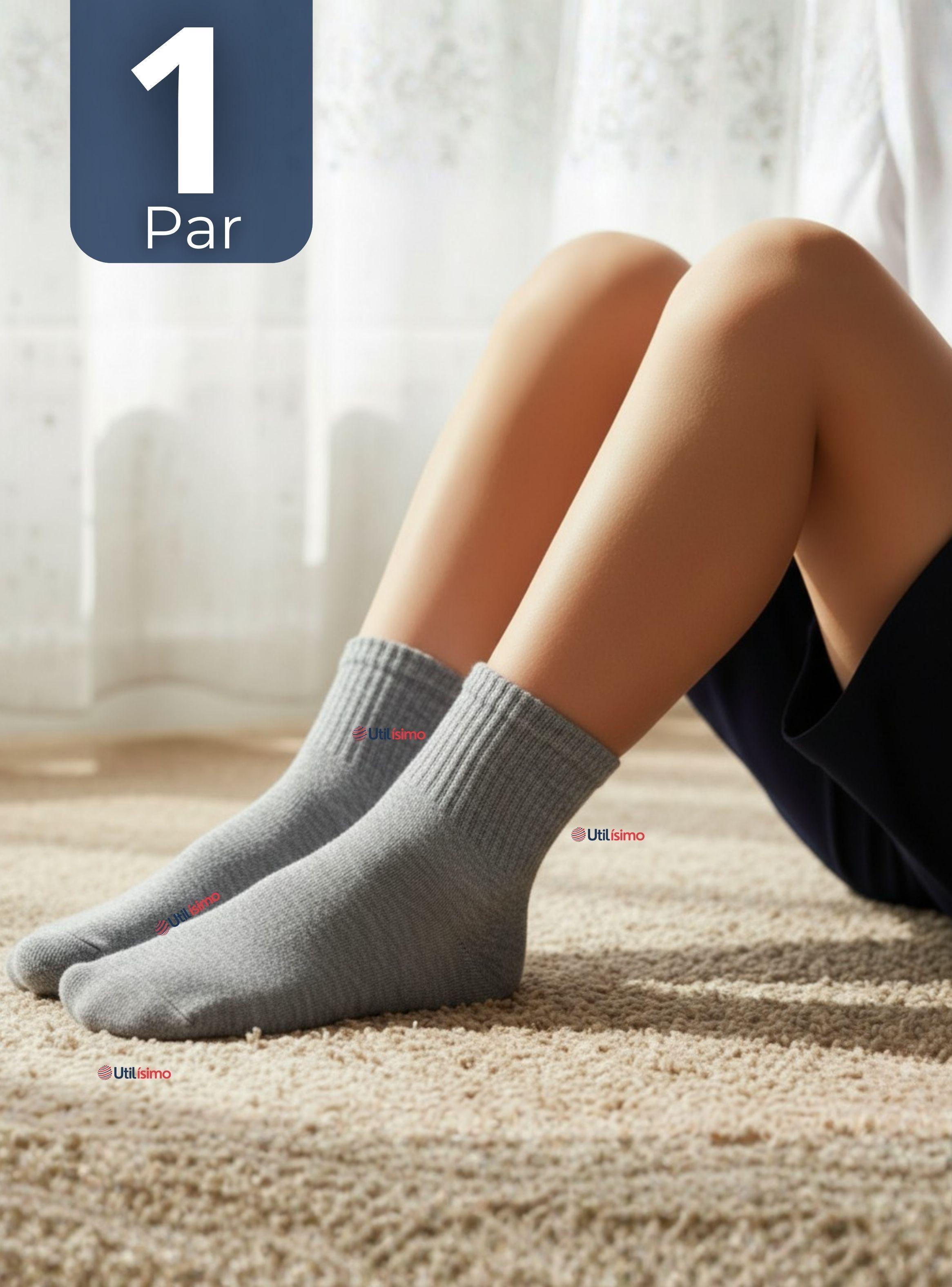 Calcetín Tobillera Corto Algodón Color Gris Niña y Niño-0