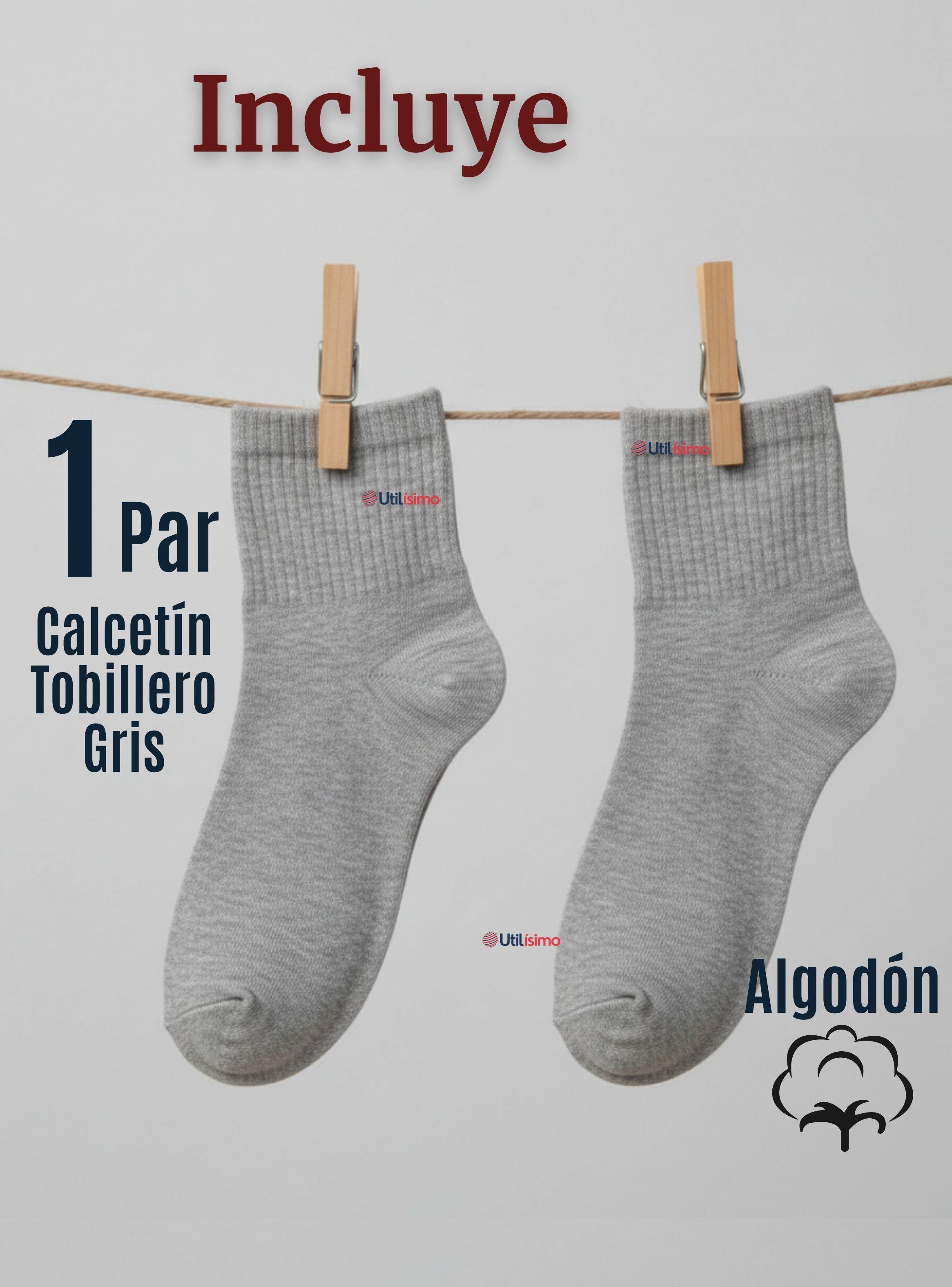 Calcetín Tobillera Corto Algodón Color Gris Niña y Niño-1