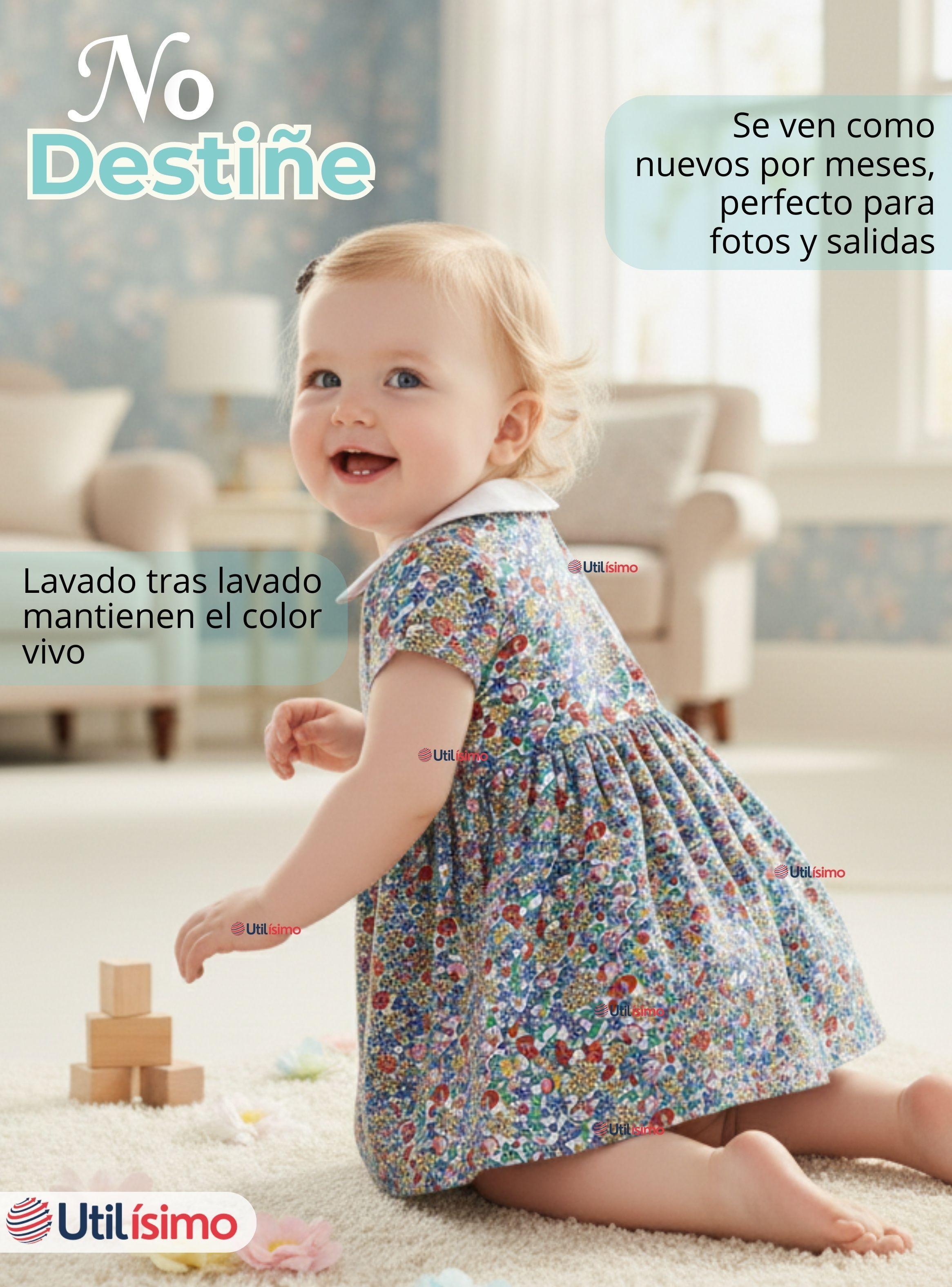 Vestido Manga Corta Floreal Multicolor Verano para Niña 2 a 7 años-4