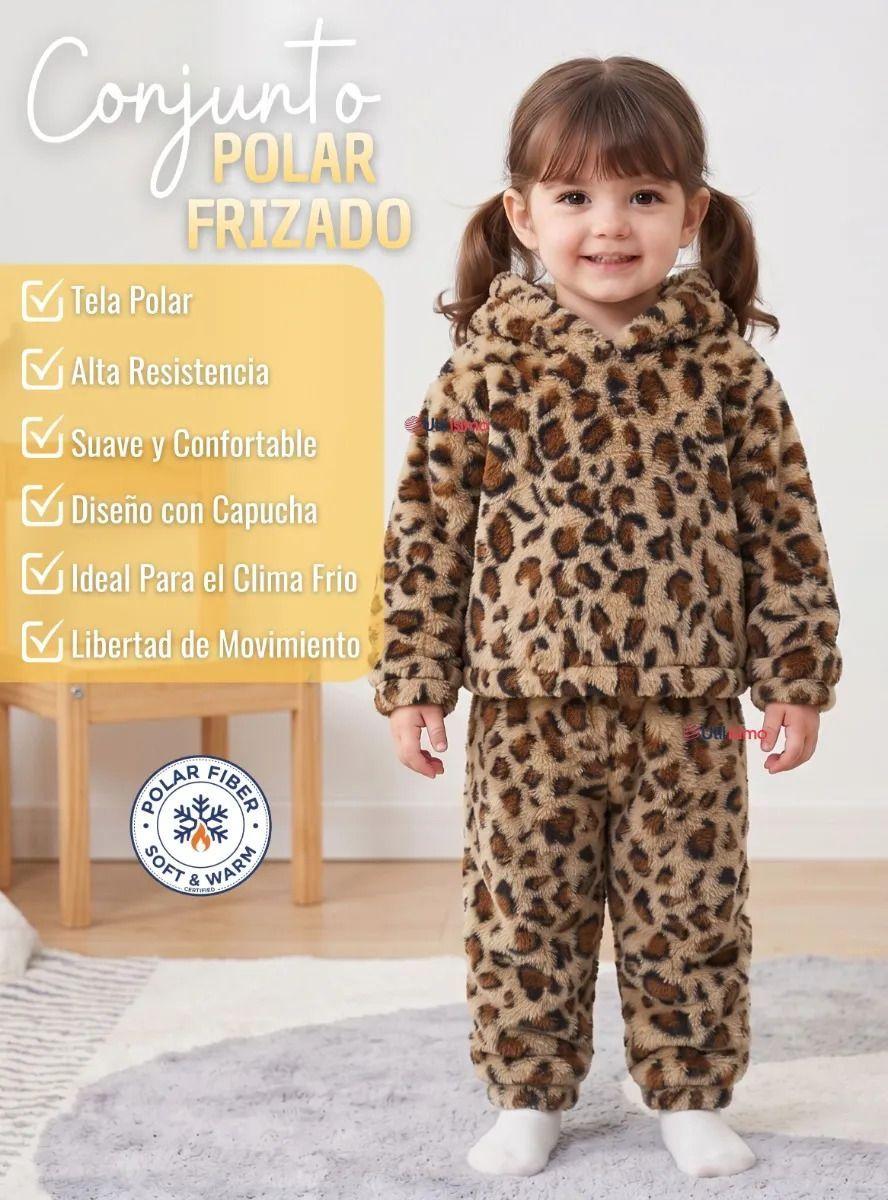 Conjunto 2 Piezas Buzo Polerón Con Capucha Polar de Niña Animal Print-5
