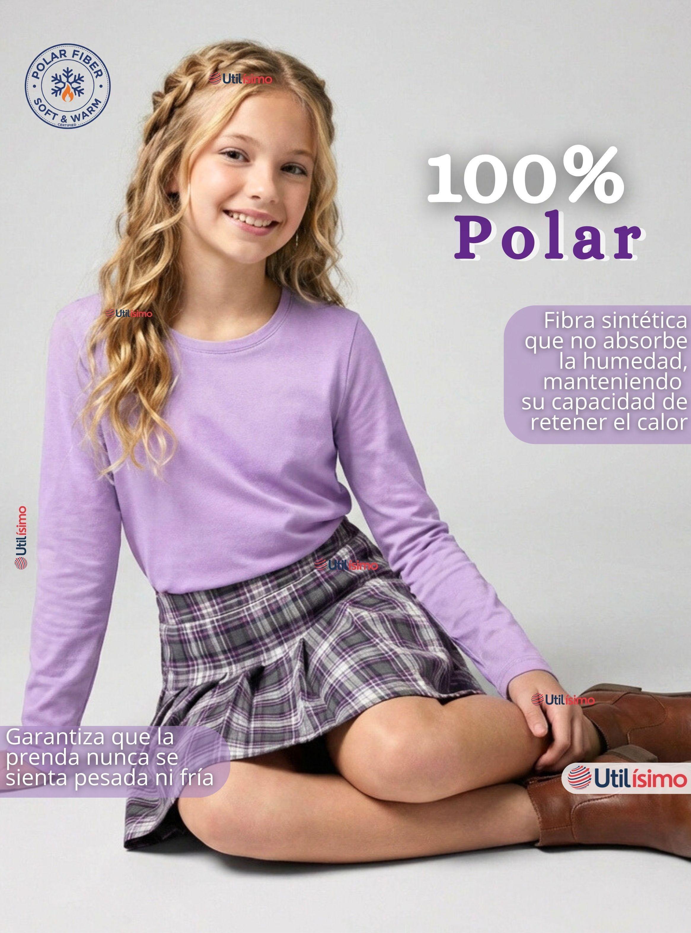 Pack 6 Polera Camiseta Polar Primera Capa Cuello Redondo Manga Larga Colores Surtidos para Niñas-3