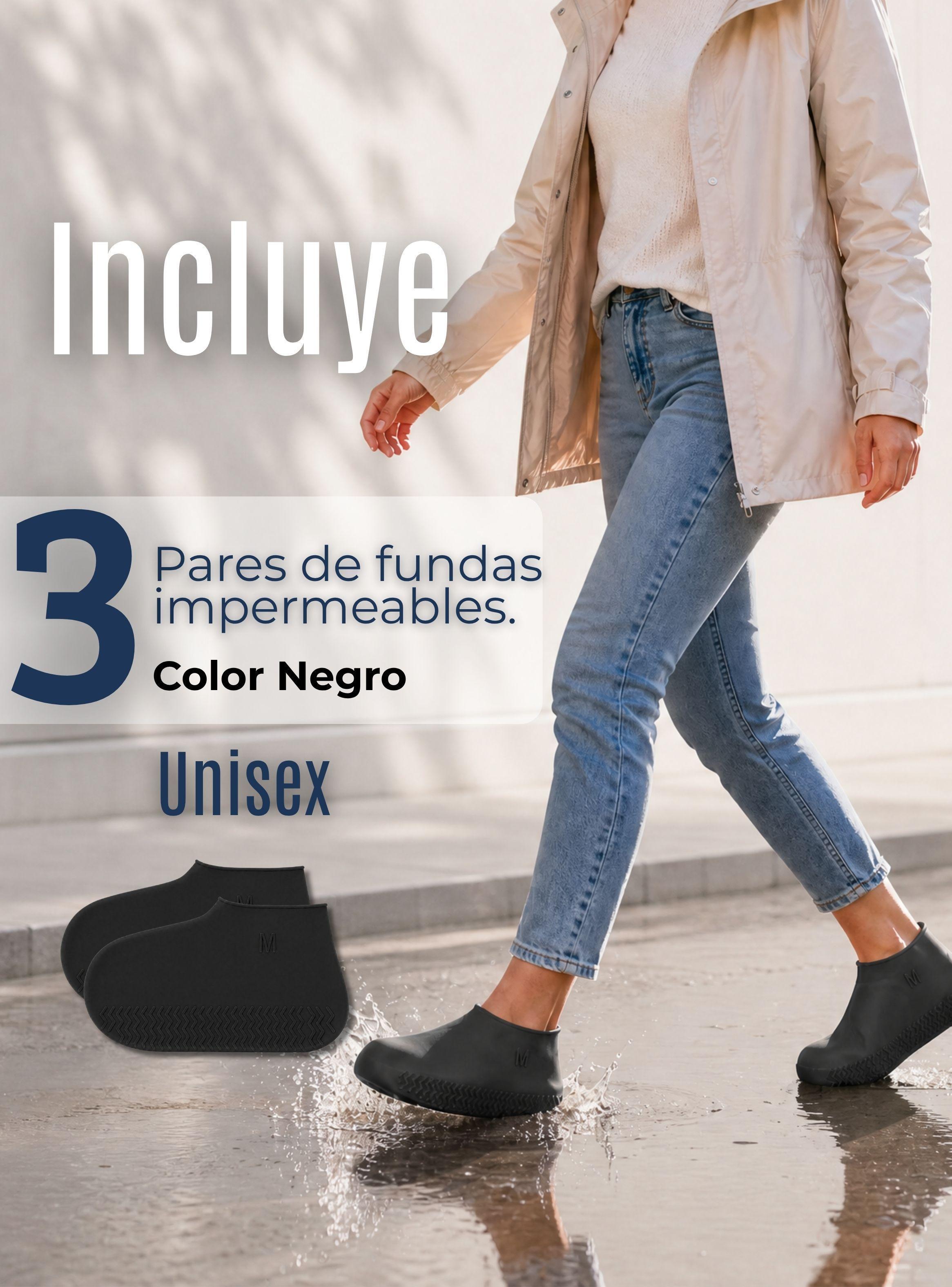 Pack 3 Pares Fundas Cubre Zapatos Negro Impermeable Surtidas Silicona Antideslizante-2