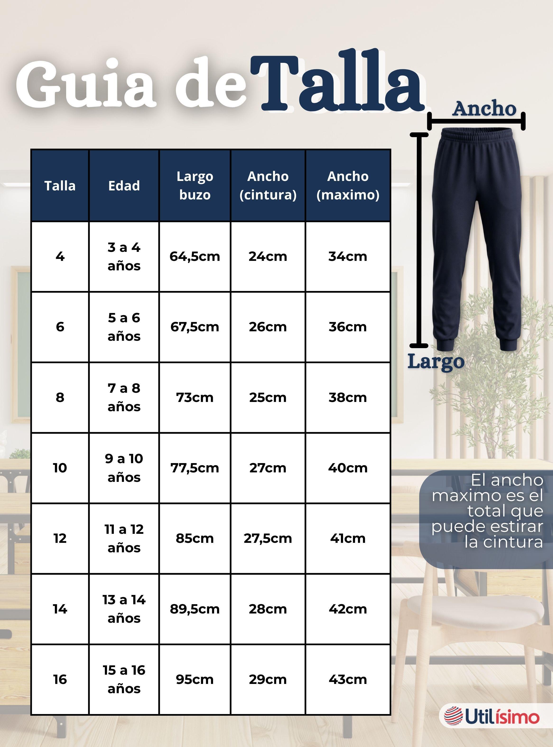 Buzo Pantalón Escolar Niña Unisex 100% Algodón Color Azul Bota Acanalada 3 a 16 años-3