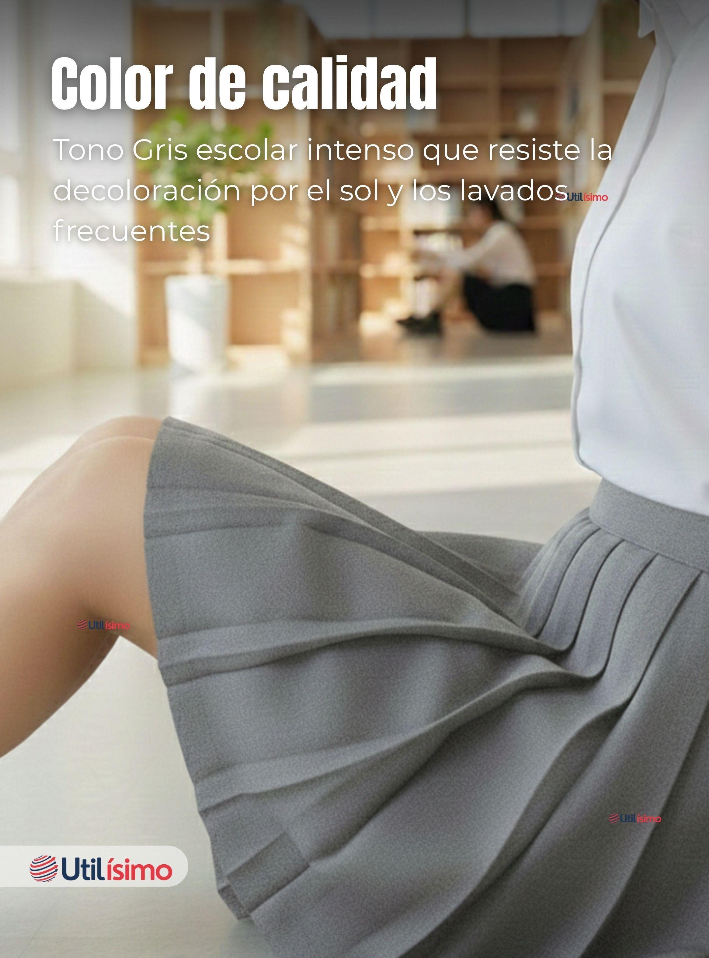 Pack 3 Faldas Escolar Plisada Niña Juvenil Color Gris-5