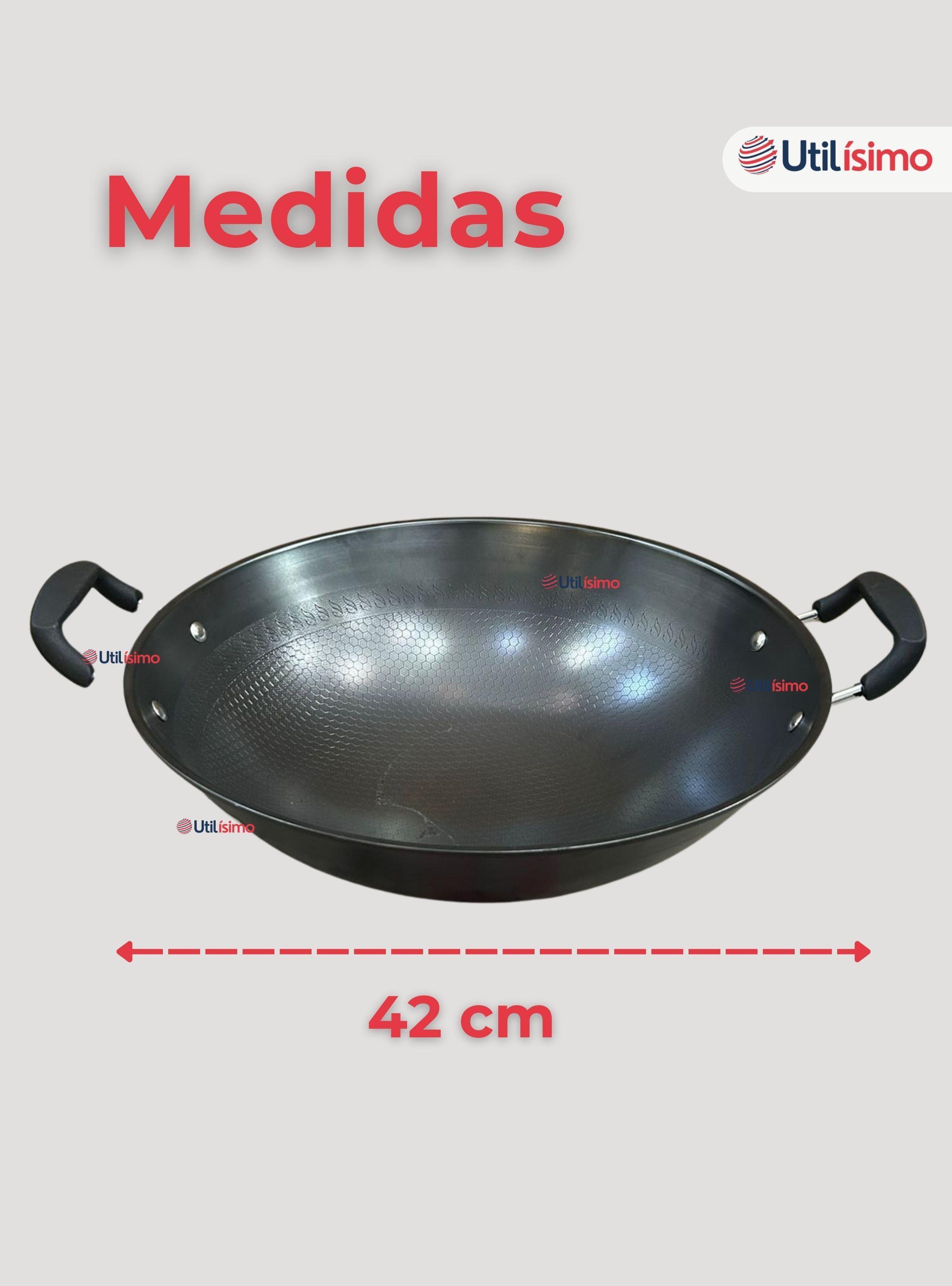Wok de Acero Inoxidable Antiadherente 42 cm Color Negro-3
