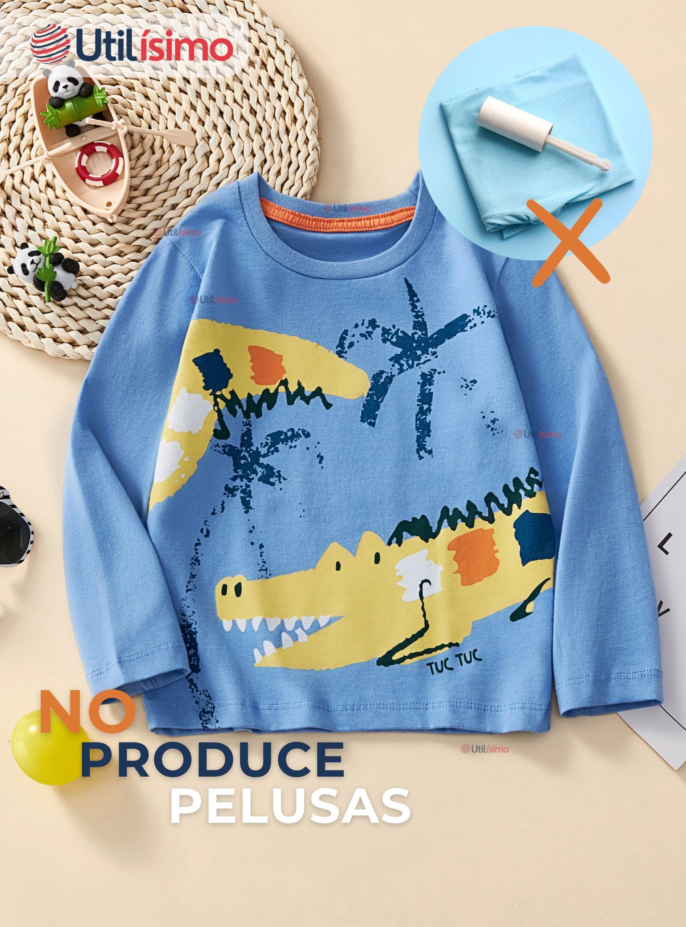 Polera Algodón Manga Larga Niños Camiseta Cocodrilo Azul-7
