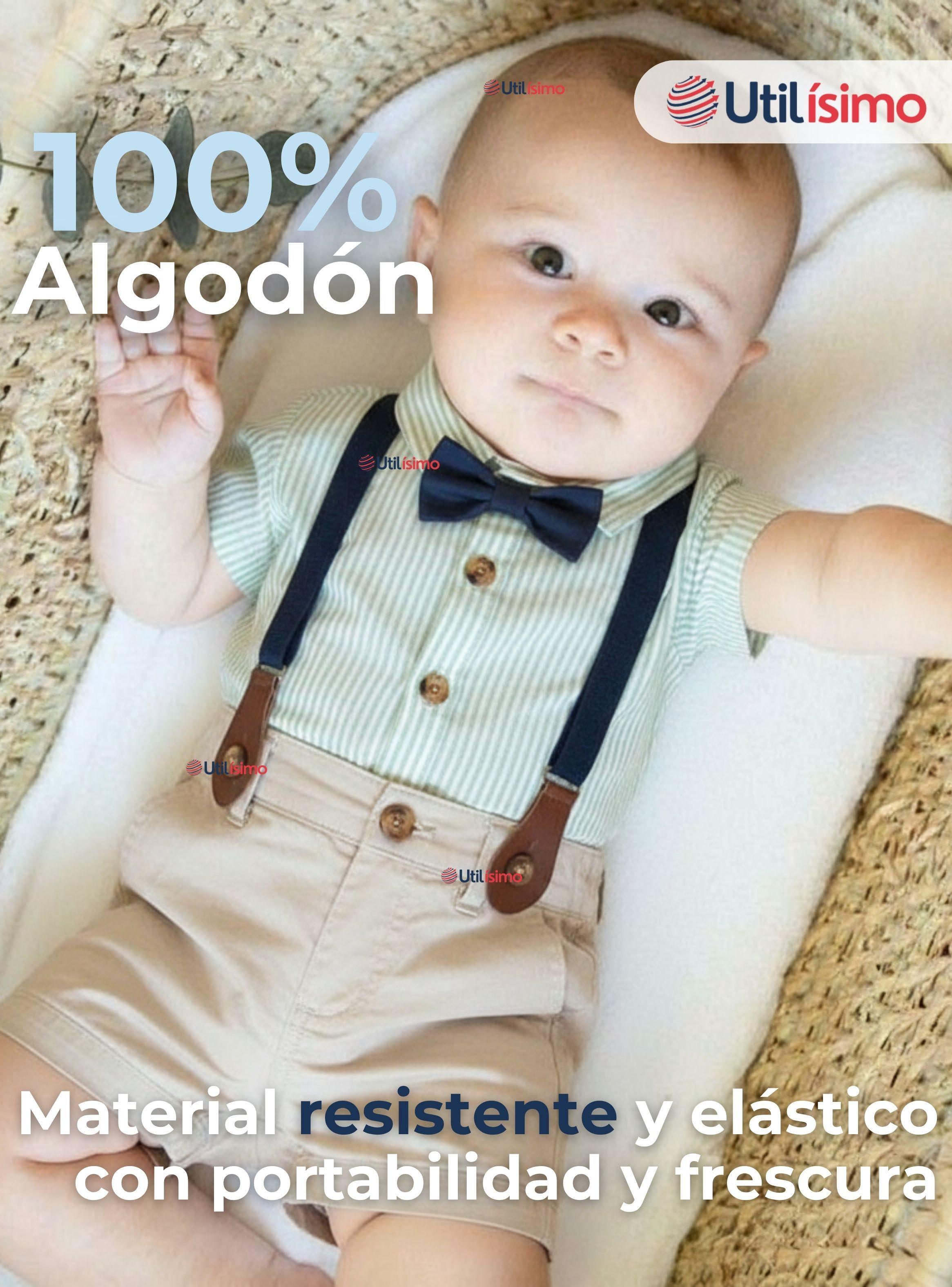 Conjunto de Vestir con Tirantes Camisa verde Pantalón Corto de Algodón Bebe y niño -3