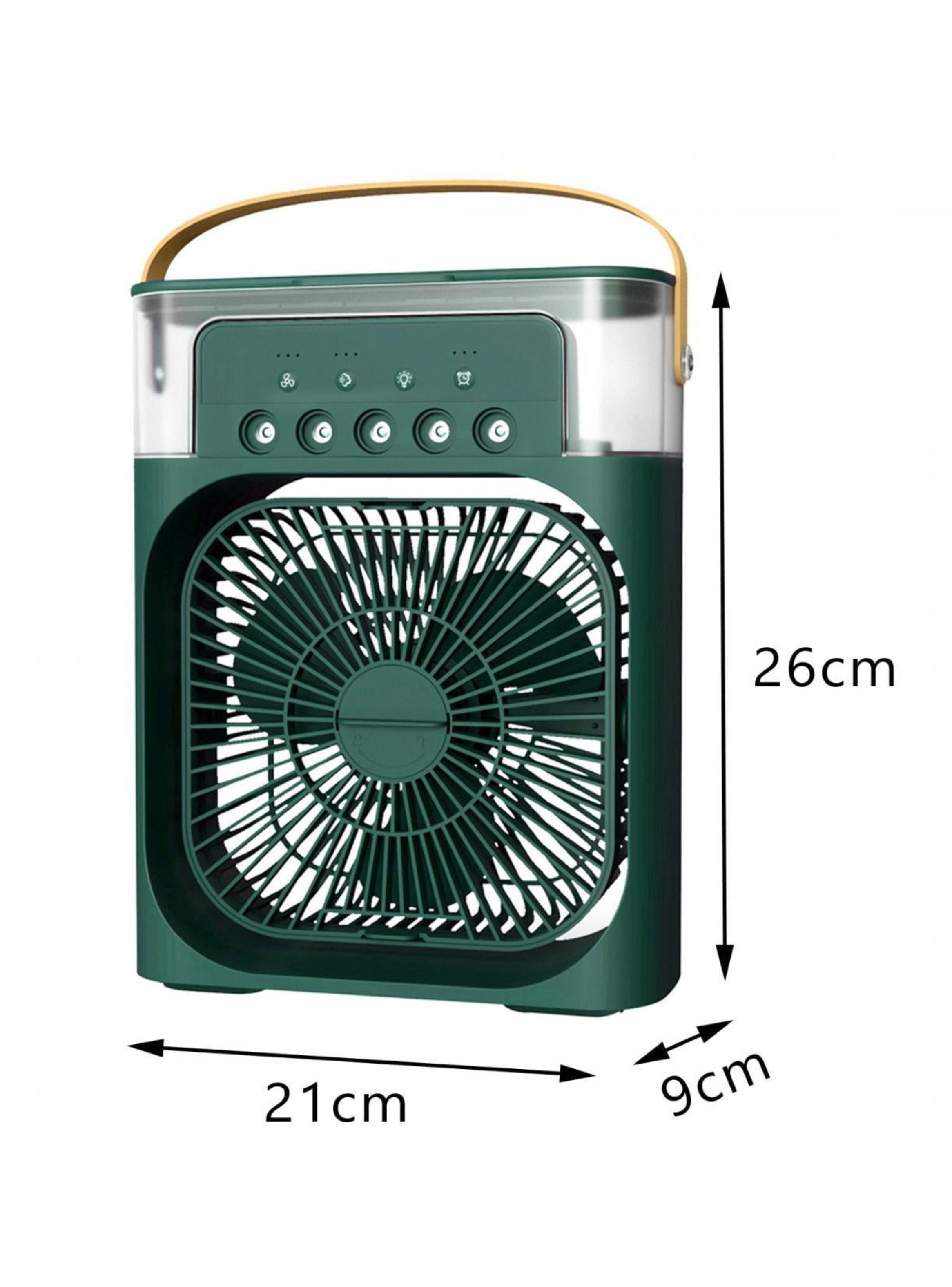 Climatizador Portátil Frío 4 en 1 Ventilador Humificador Enfriador Lampara LED 220v USB Verde-2