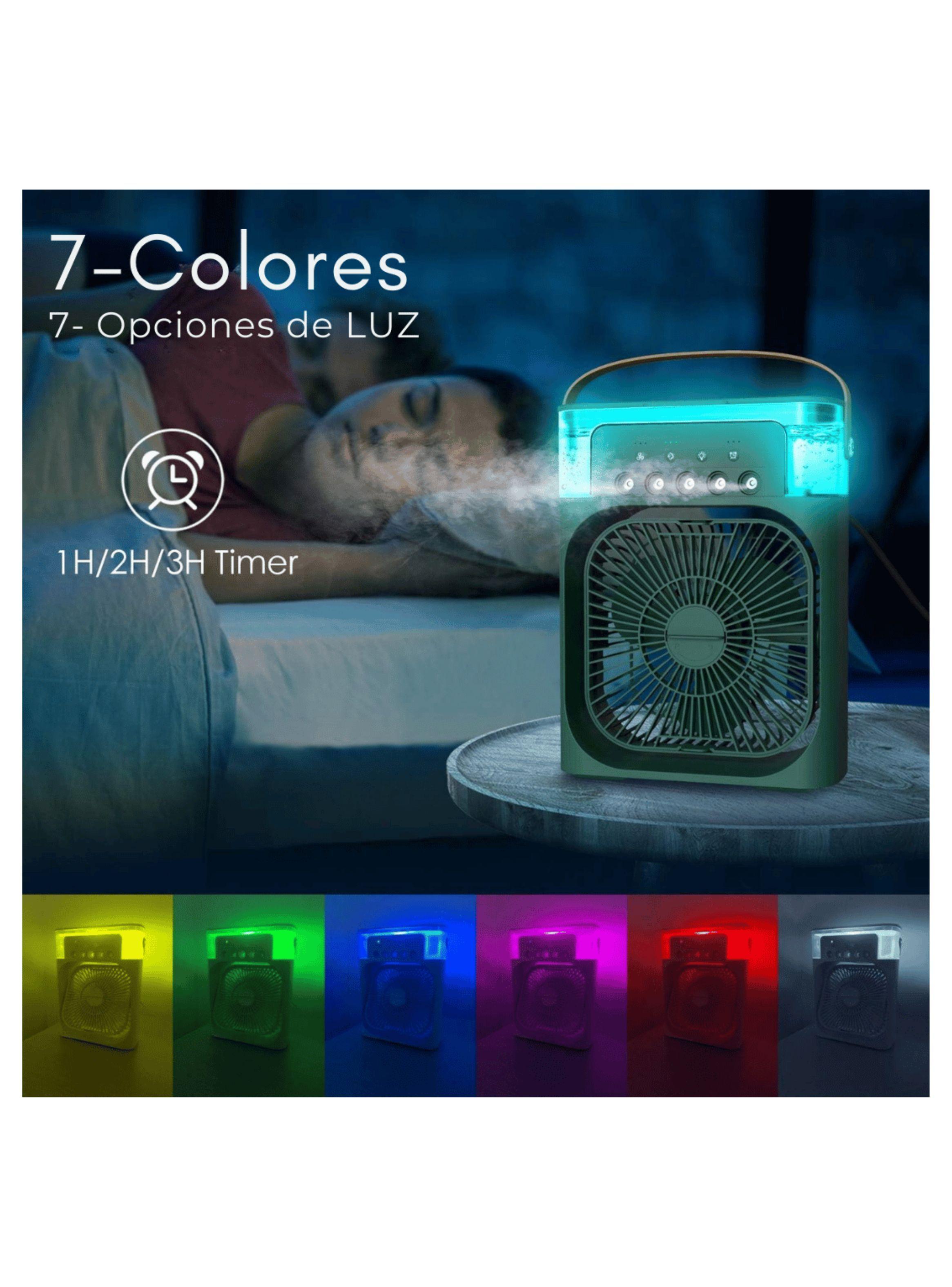 Climatizador Portátil Frío 4 en 1 Ventilador Humificador Enfriador Lampara LED 220v USB Verde-3