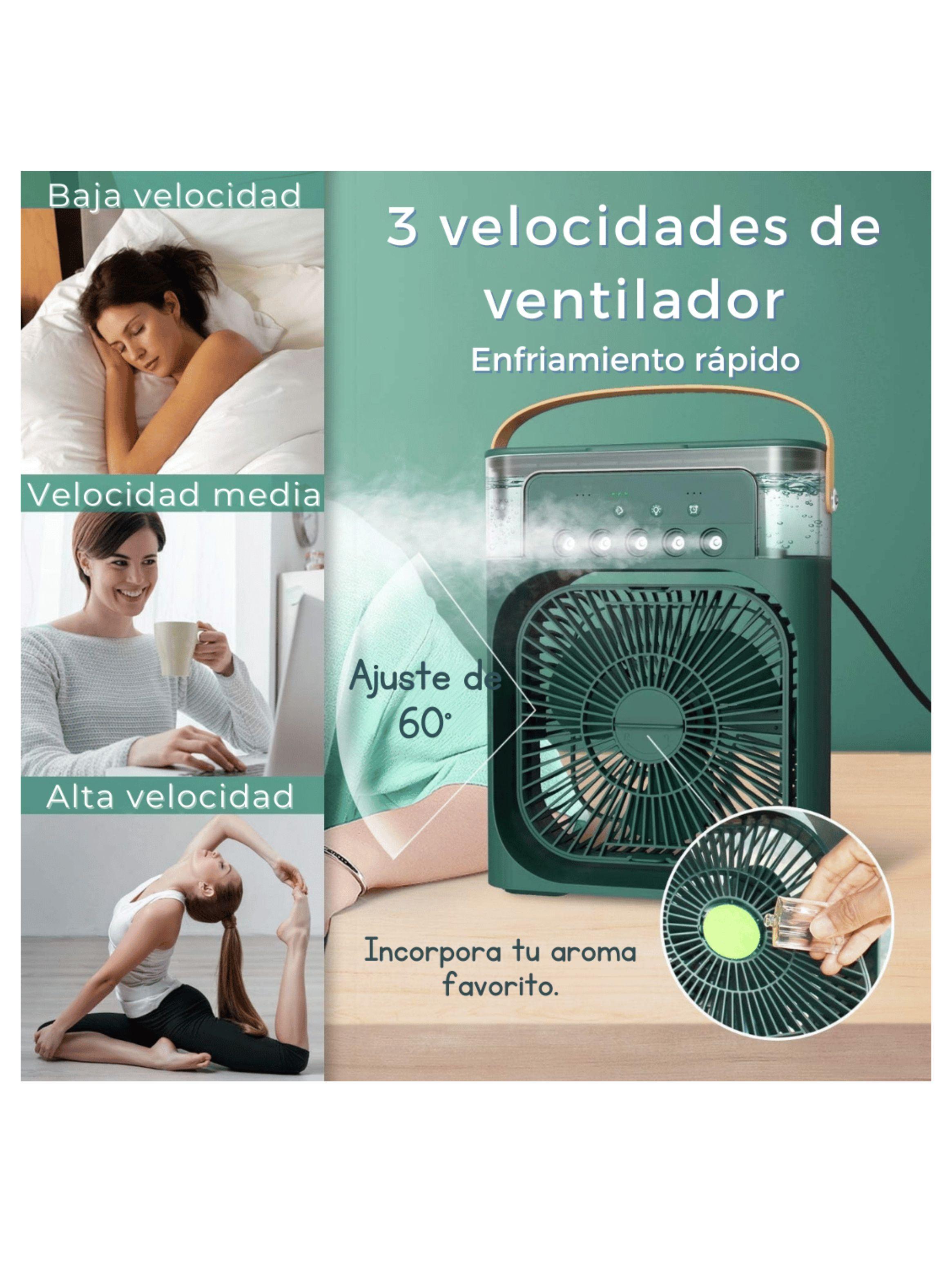 Climatizador Portátil Frío 4 en 1 Ventilador Humificador Enfriador Lampara LED 220v USB Verde-4