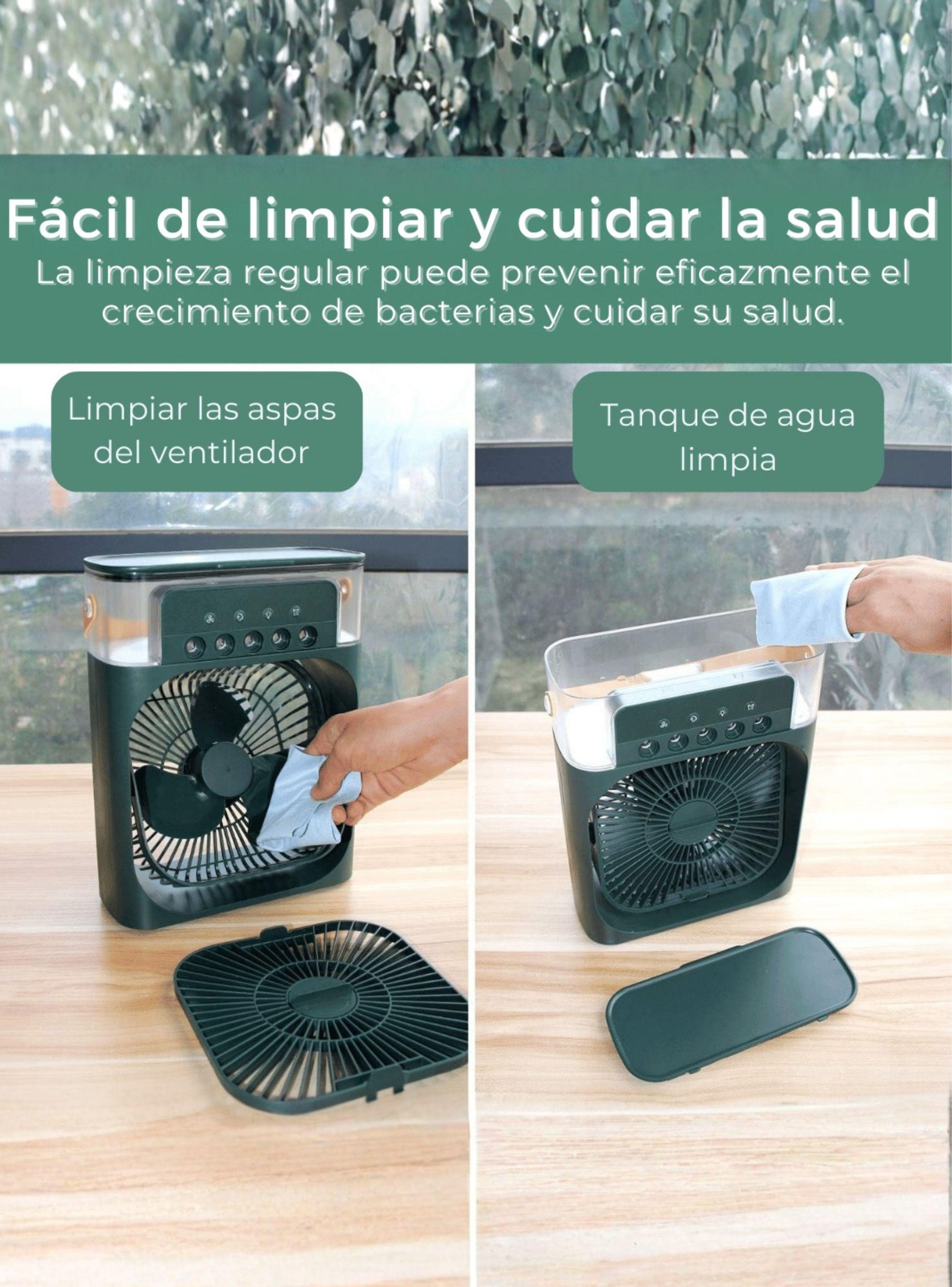 Climatizador Portátil Frío 4 en 1 Ventilador Humificador Enfriador Lampara LED 220v USB Verde-5
