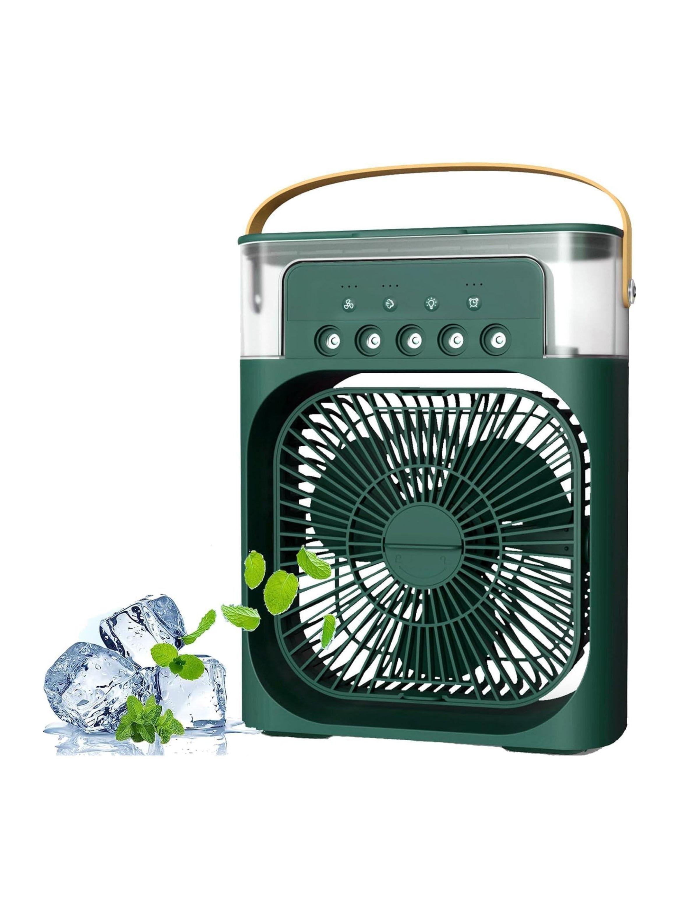 Climatizador Portátil Frío 4 en 1 Ventilador Humificador Enfriador Lampara LED 220v USB Verde-7