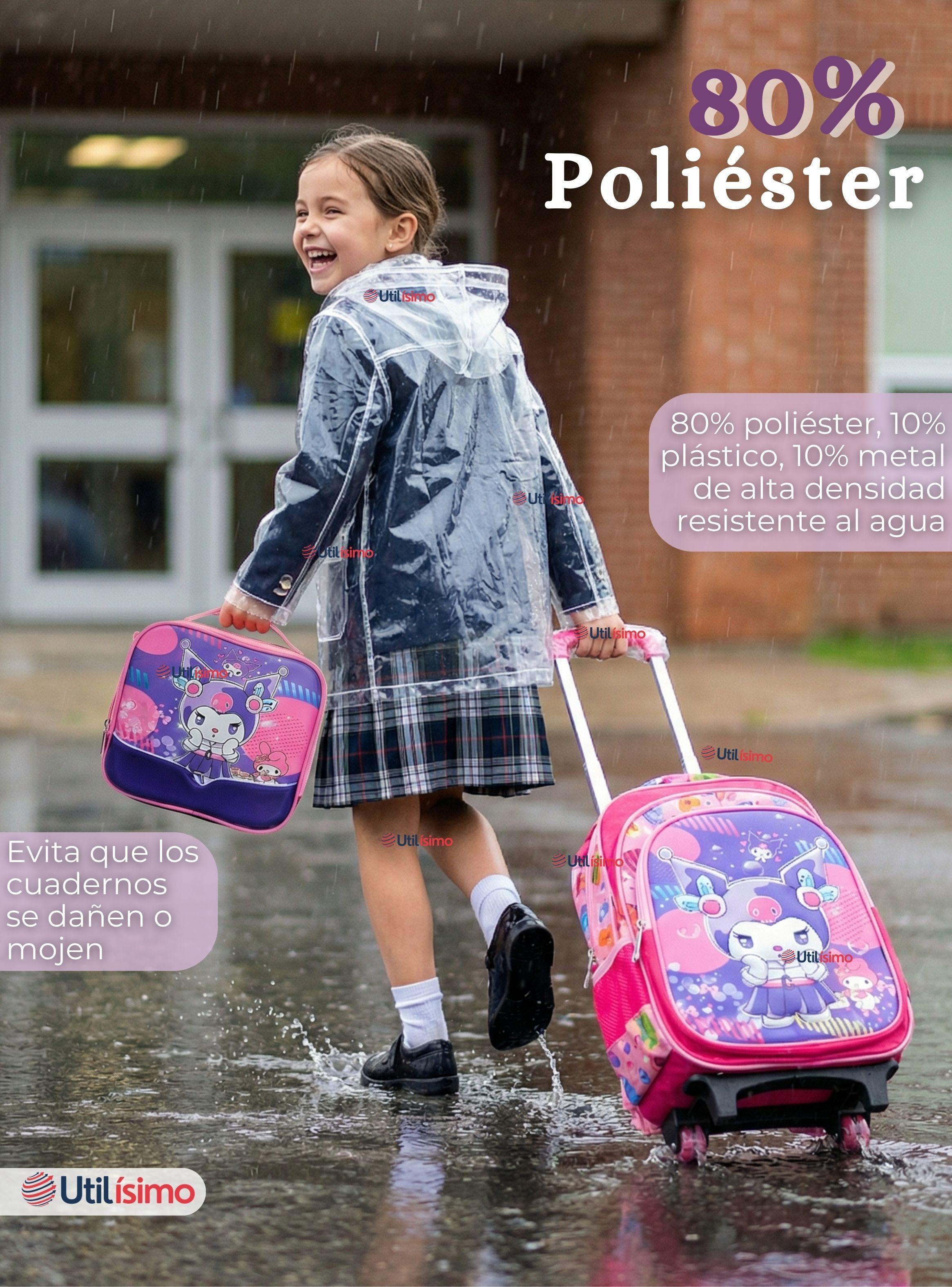 Mochila Escolar Kuromi 3D Con Ruedas Desmontable + Estuche + Lonchera Poliéster Dreams Niña-4