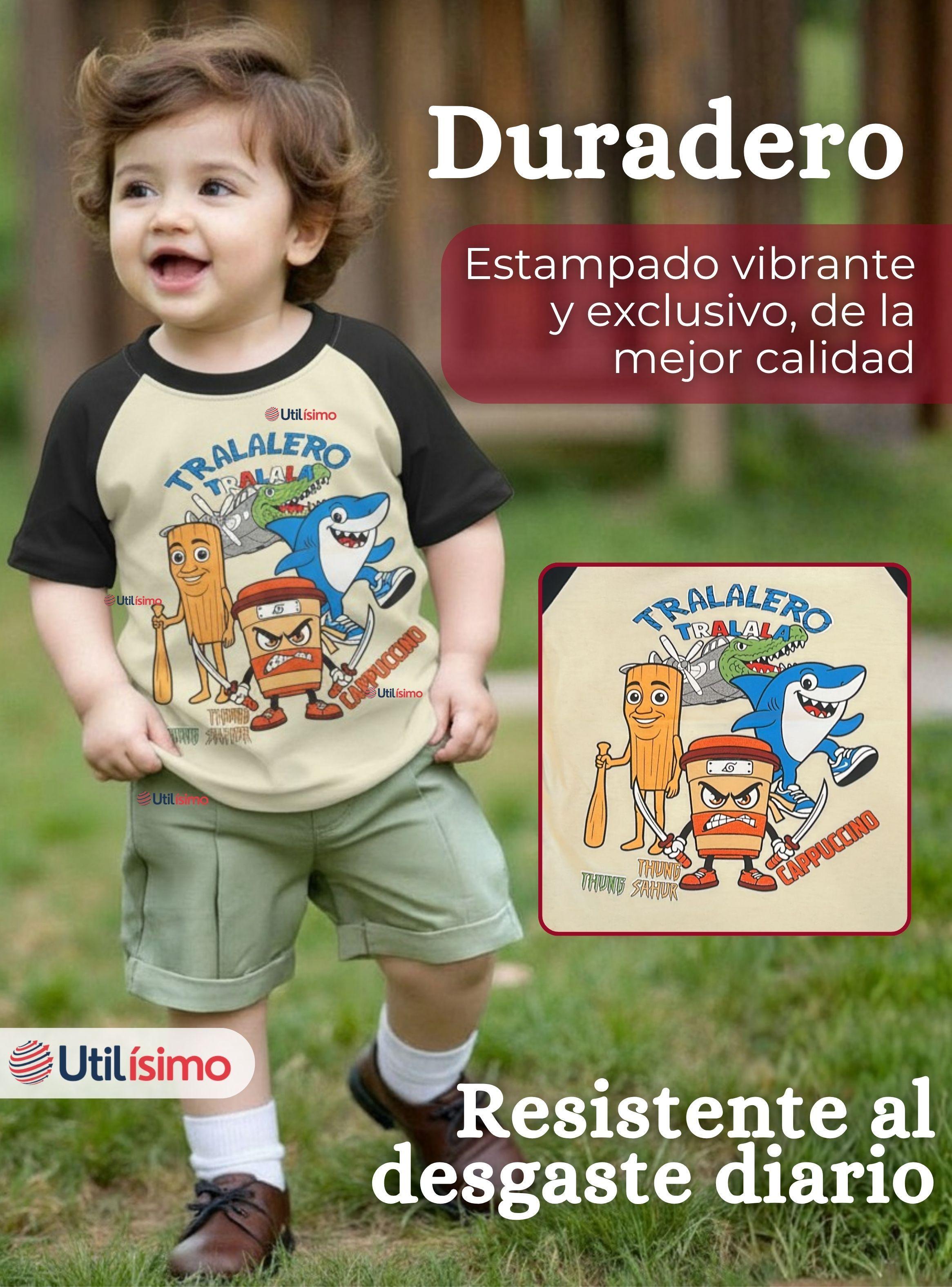 Polera Brainrots 100 Algodon Manga Corta Niño Tralalero Colores Surtidos-4