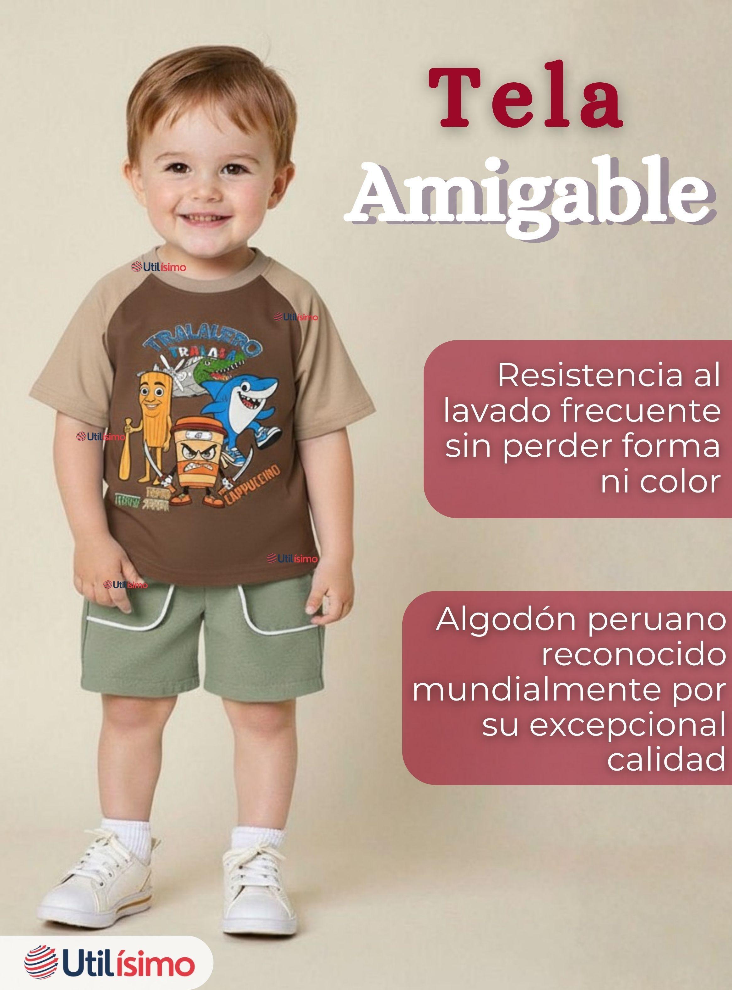 Polera Brainrots 100 Algodon Manga Corta Niño Tralalero Colores Surtidos-7