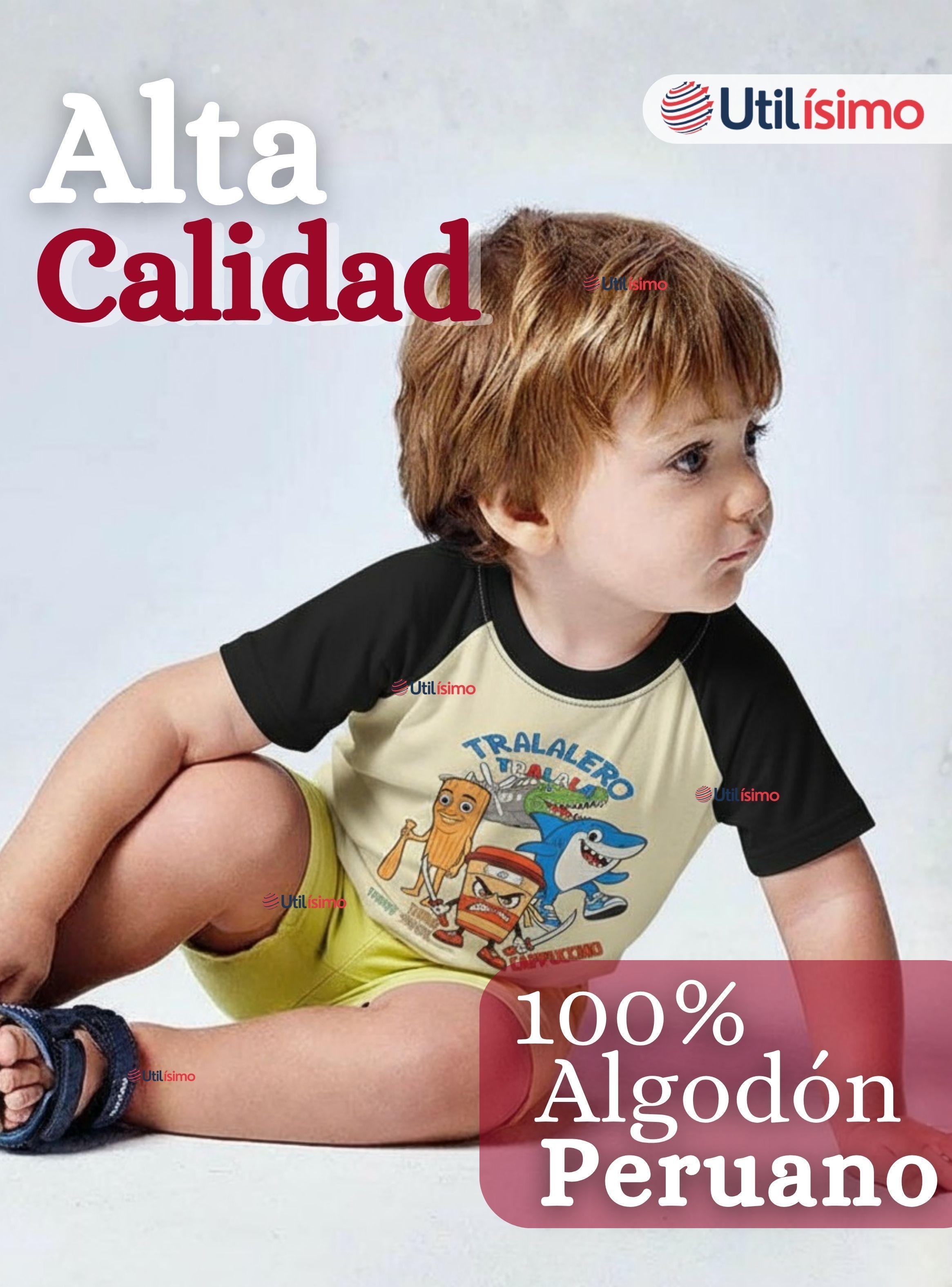 Polera Brainrots 100 Algodon Manga Corta Niño Tralalero Colores Surtidos-8