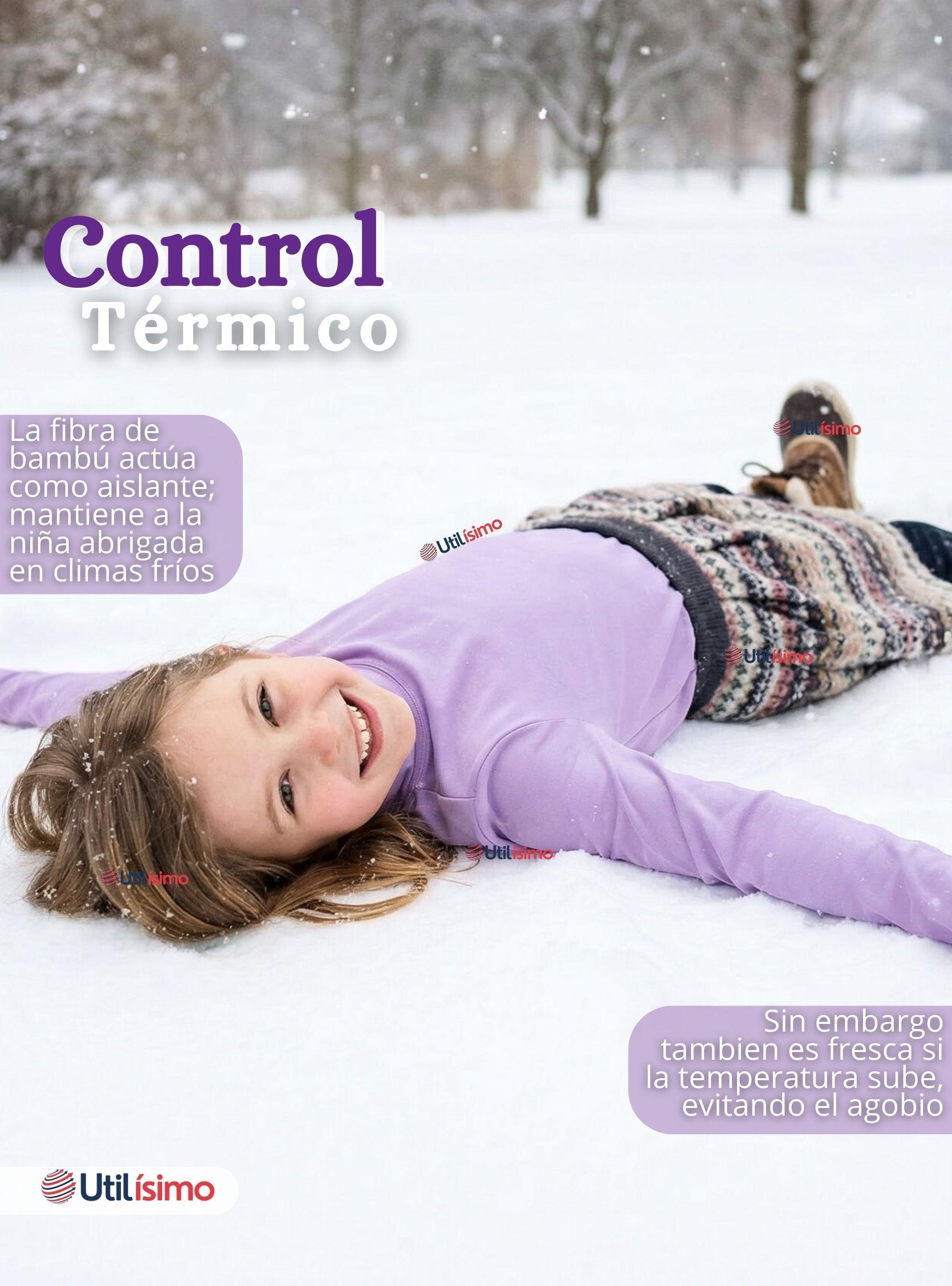 Polera Camiseta Bambú Lila Cuello Beatle Primera Capa Manga Larga Niña-5