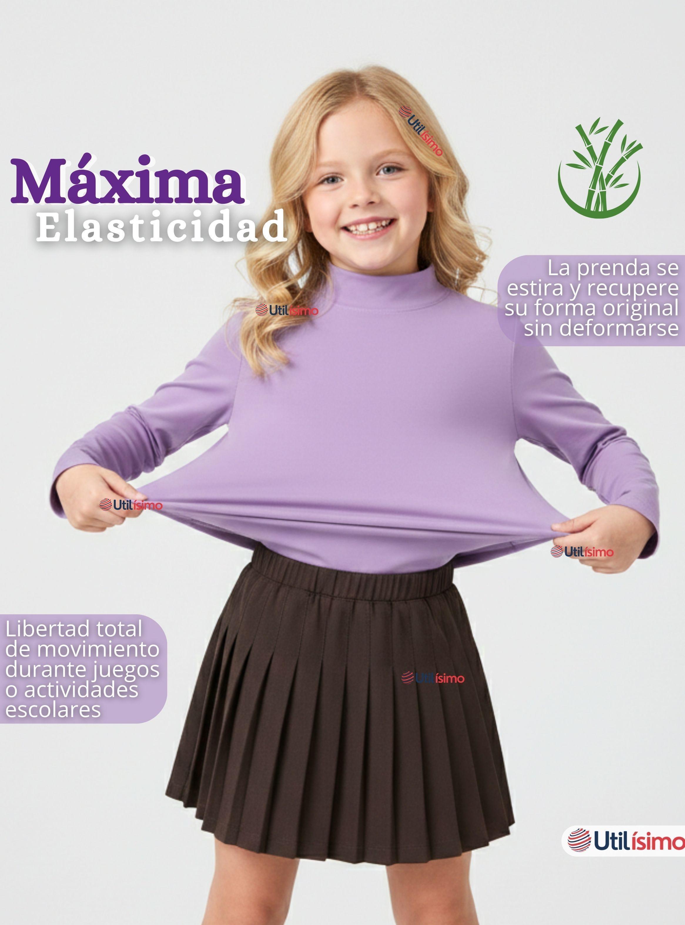 Polera Camiseta Bambú Lila Cuello Beatle Primera Capa Manga Larga Niña-6