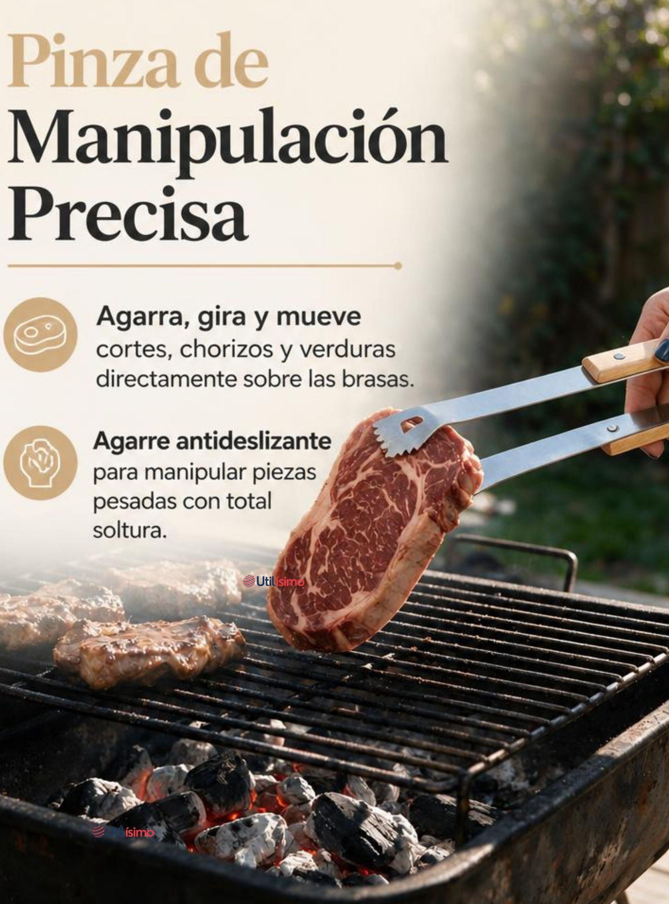 Set Parrilero 4 Piezas Acero Inoxidable Con Estuche Fiestas Patrias Barbacoa Asado -4