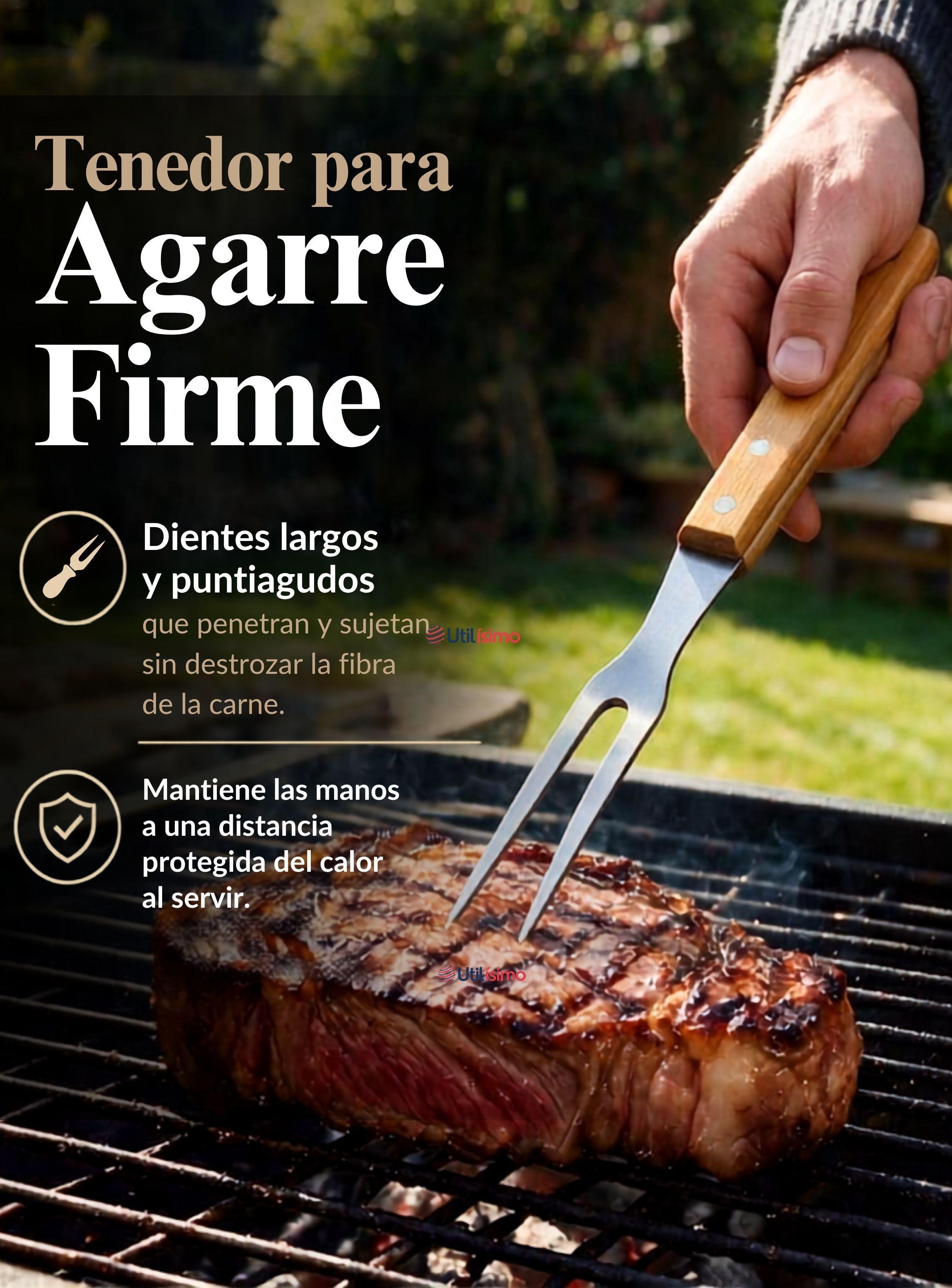 Set Parrilero 4 Piezas Acero Inoxidable Con Estuche Fiestas Patrias Barbacoa Asado -6