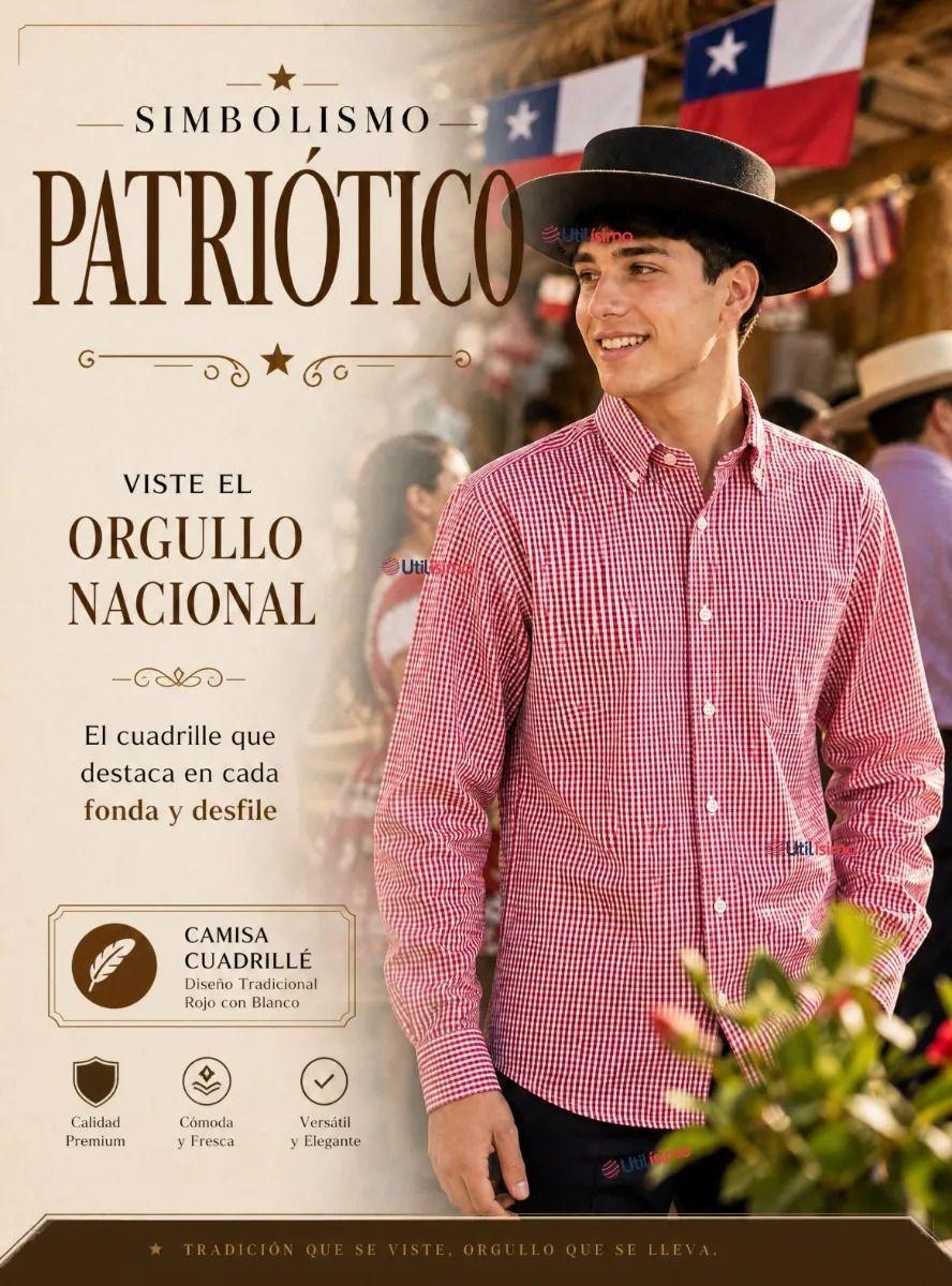 Camisa Cuadrille Rojo Huaso Juvenil Fiestas Patrias-7