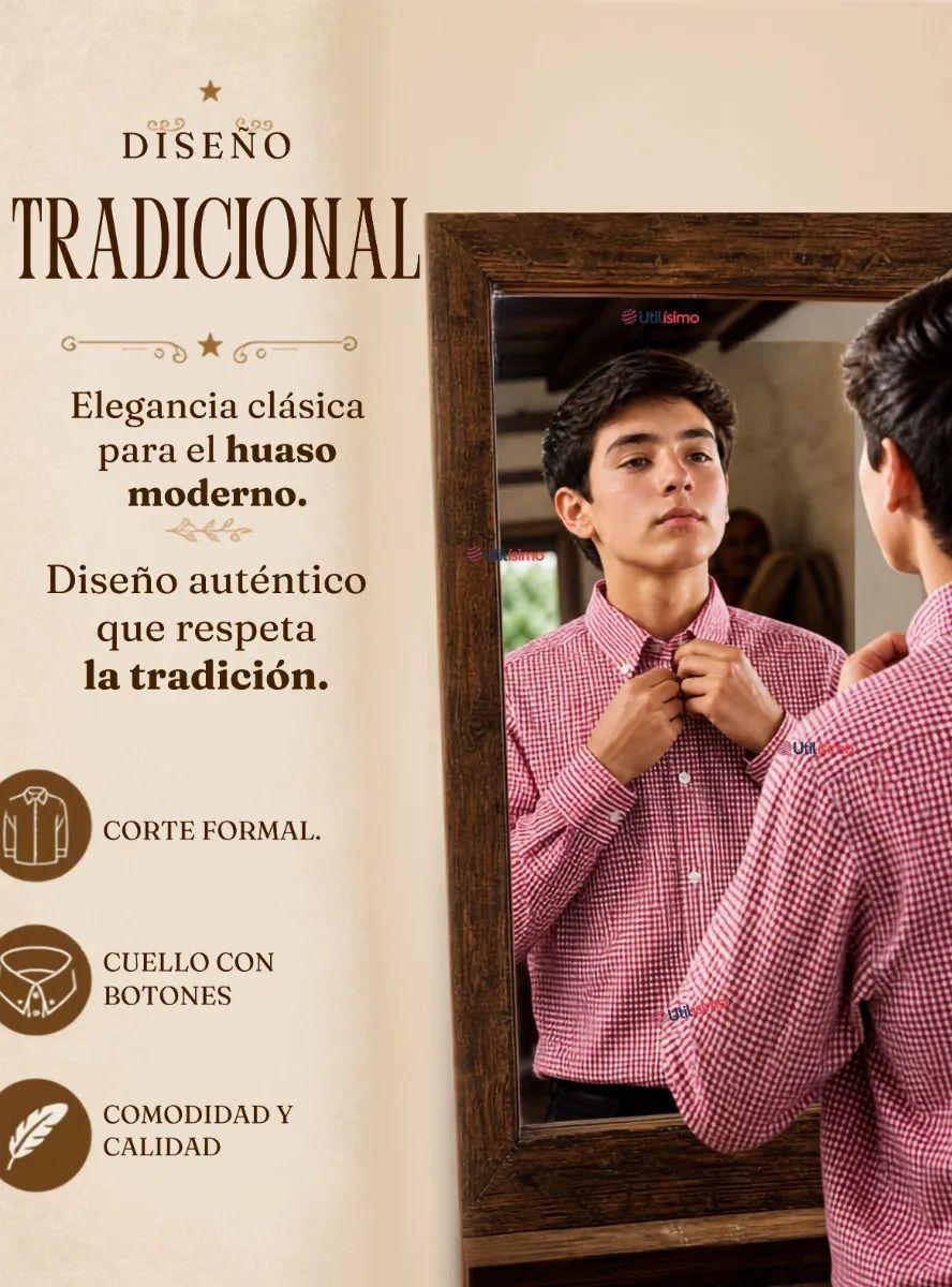 Camisa Cuadrille Rojo Huaso Juvenil Fiestas Patrias-8