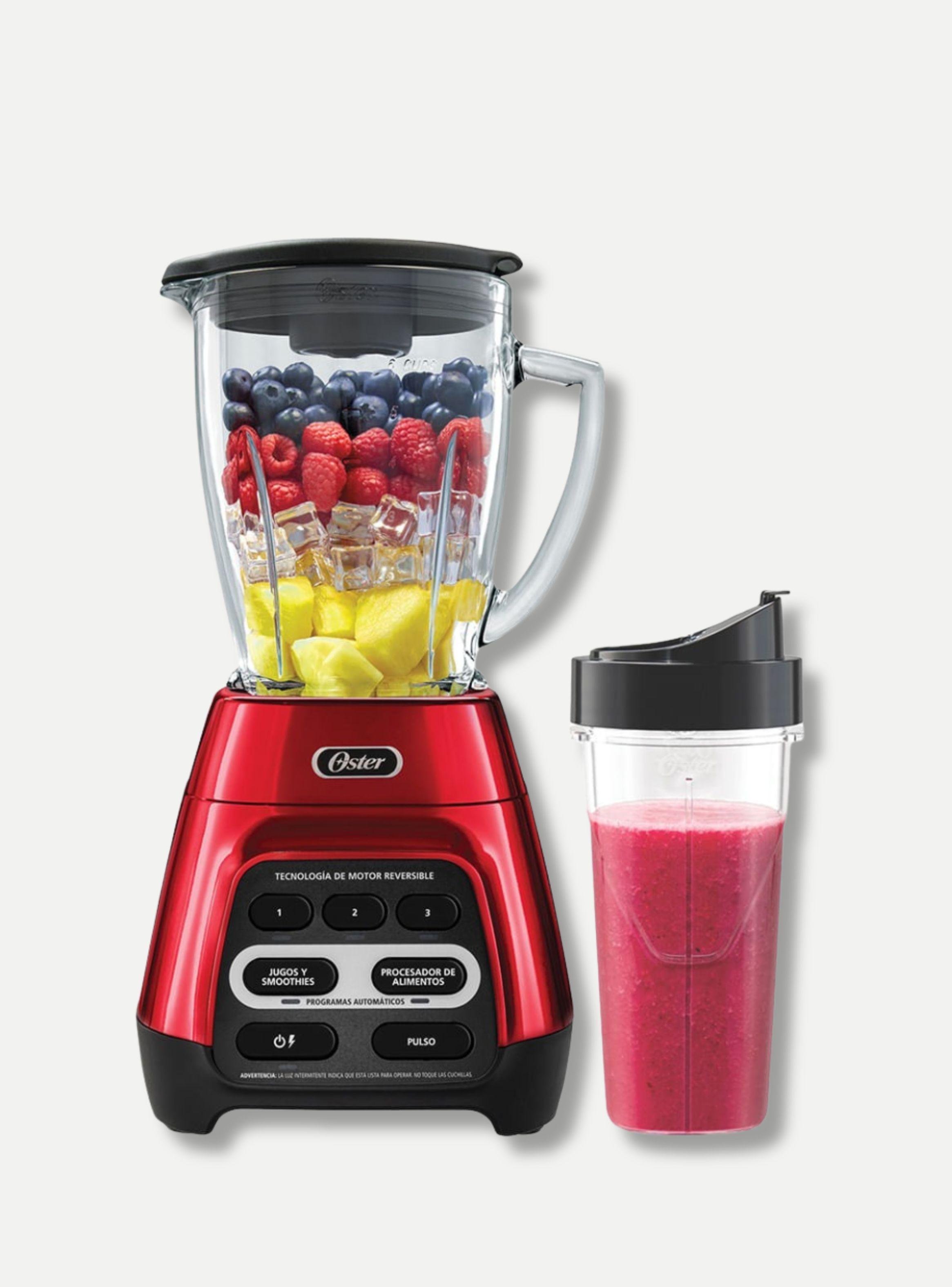 Licuadora Oster® roja programas automáticos,tecnología reversible vaso Blend-N-Go -1