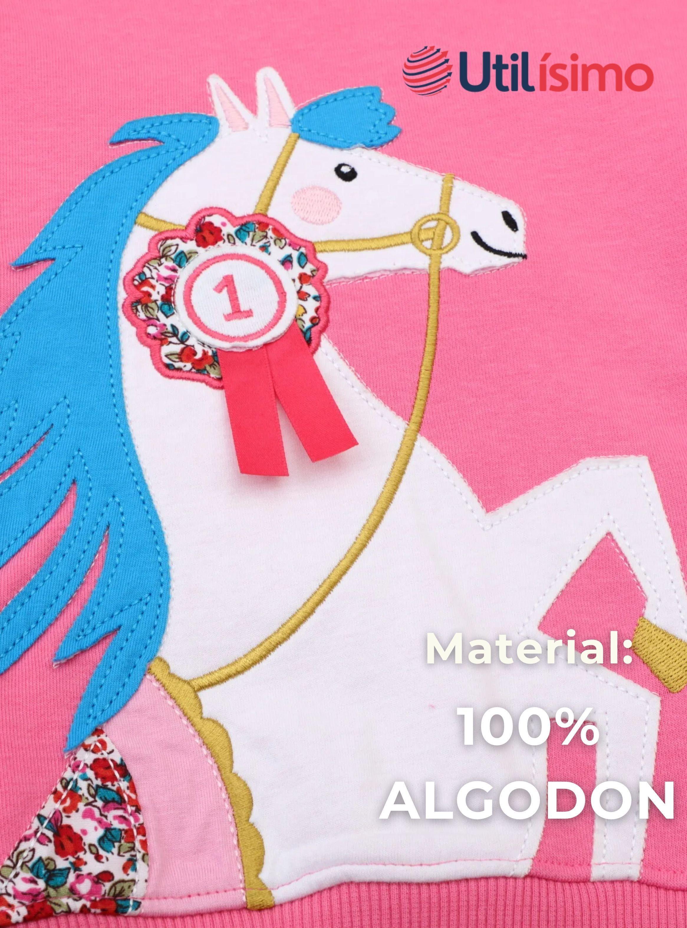 Polerón Algodón Cuello Redondo Niña Fucsia Unicornio-4