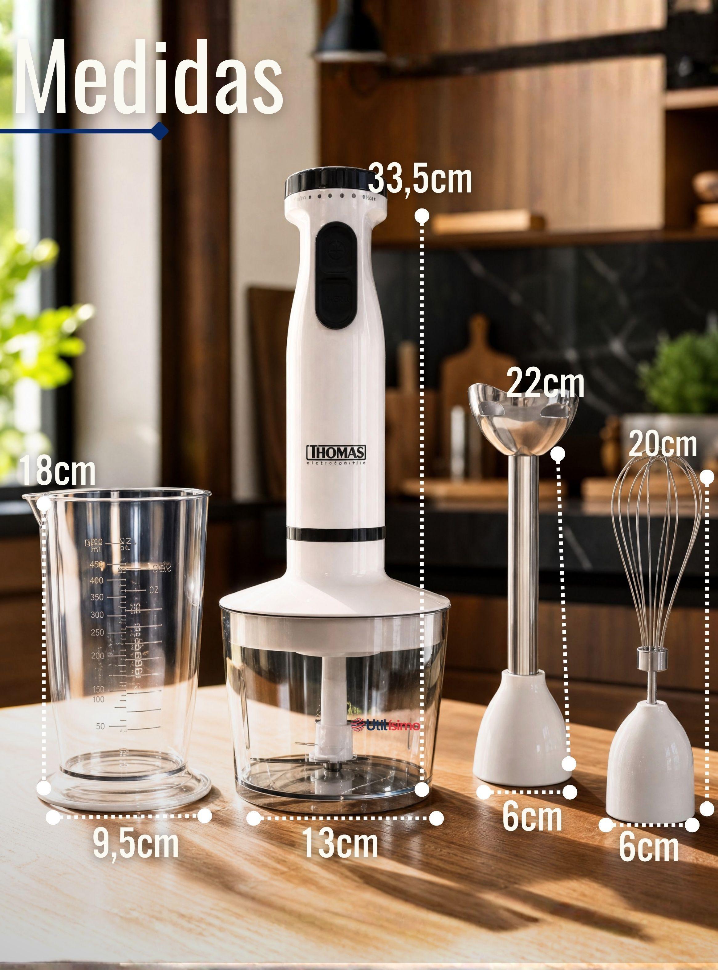 Minipimer Eléctrico Thomas Premium 4 en 1 Con Accesorios de Alta Potencia Tecnologia Alemana Blanco-2