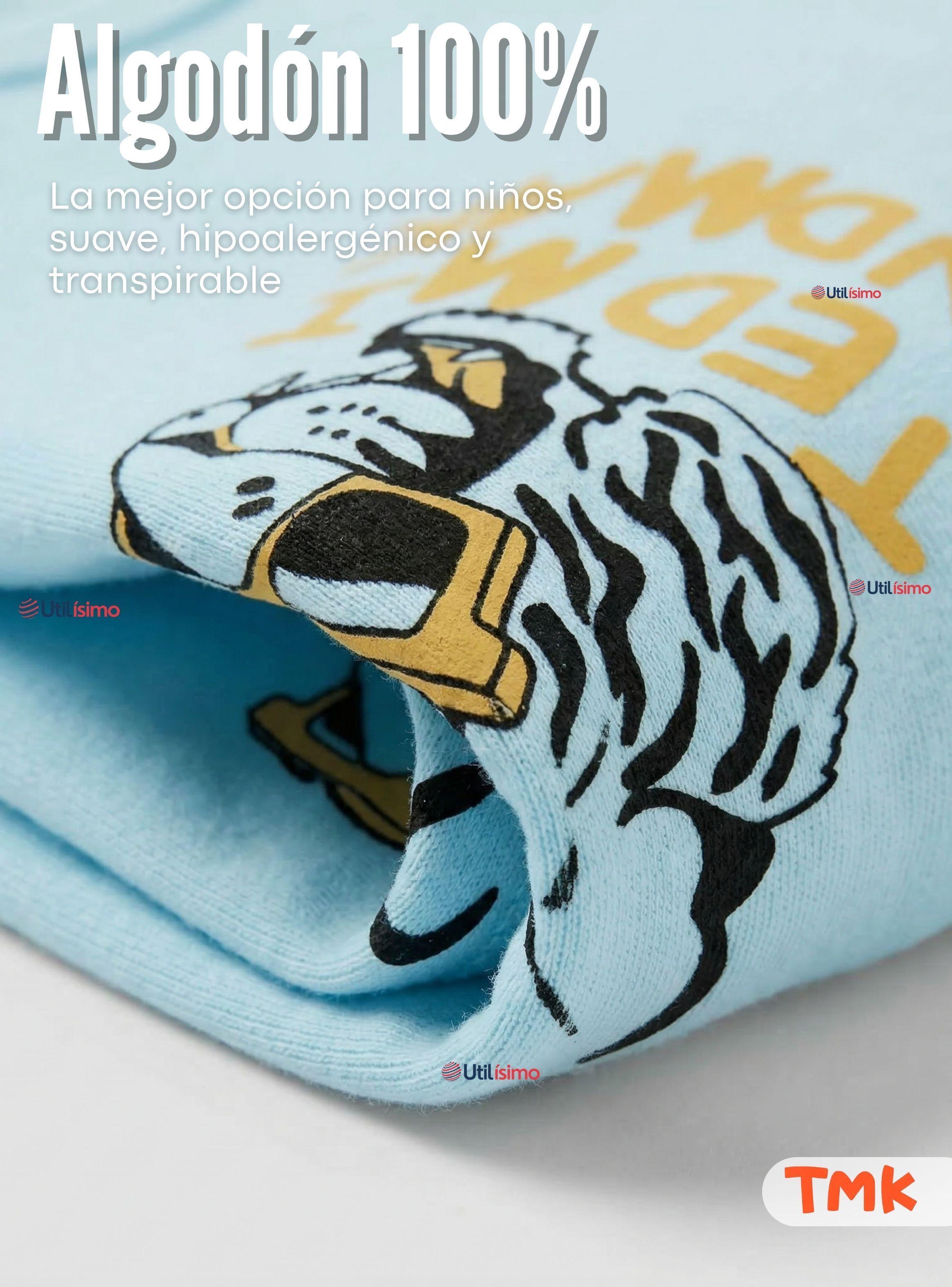 Pack 5 Bodys Manga Larga 100% Algodón Bebé Niño Wild Tiger-4