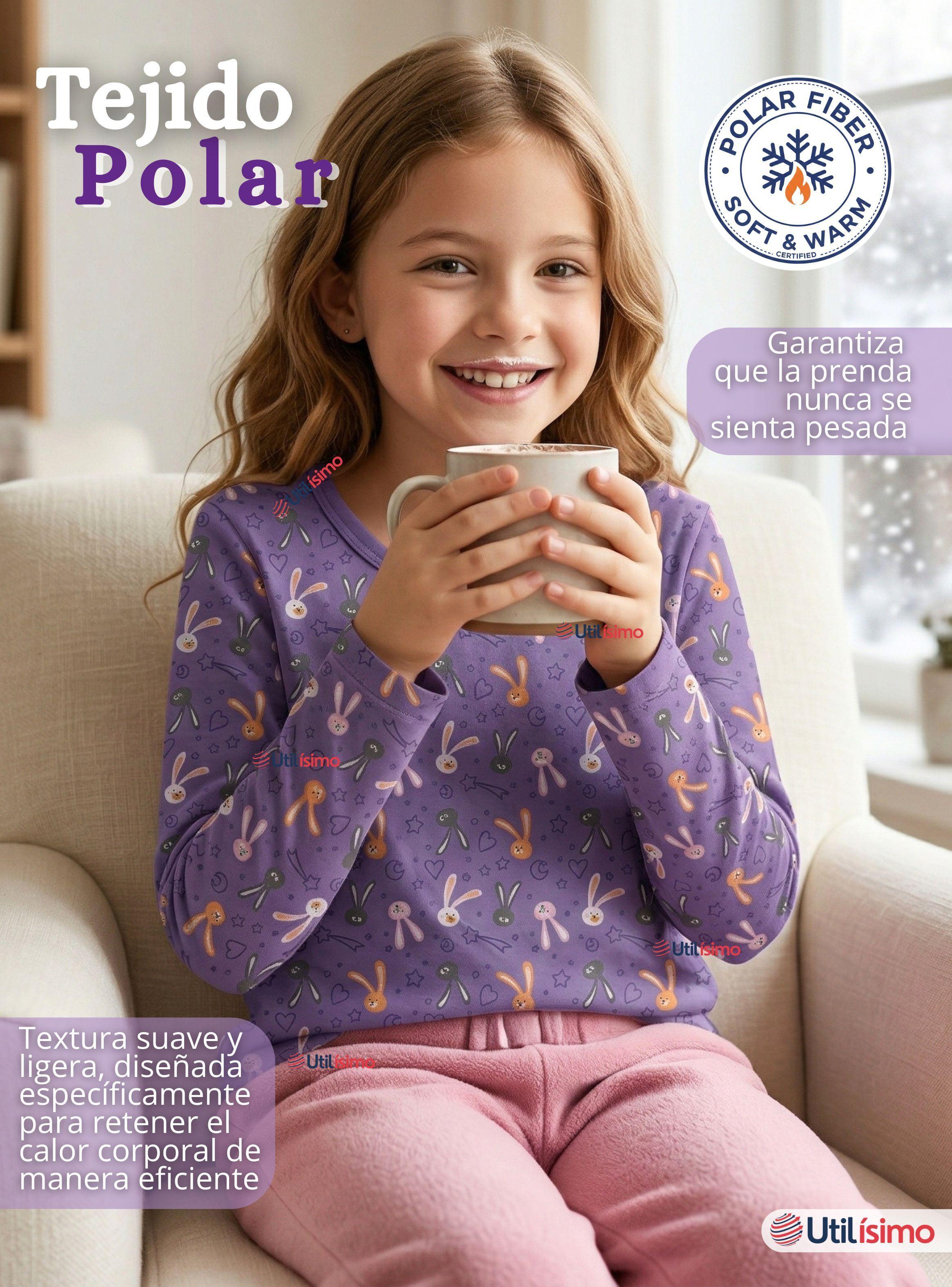 Pack 3 Camisetas Poleras Polar Primera Capa Basica Pijama Manga Larga Diseños Surtidos de Niña-4