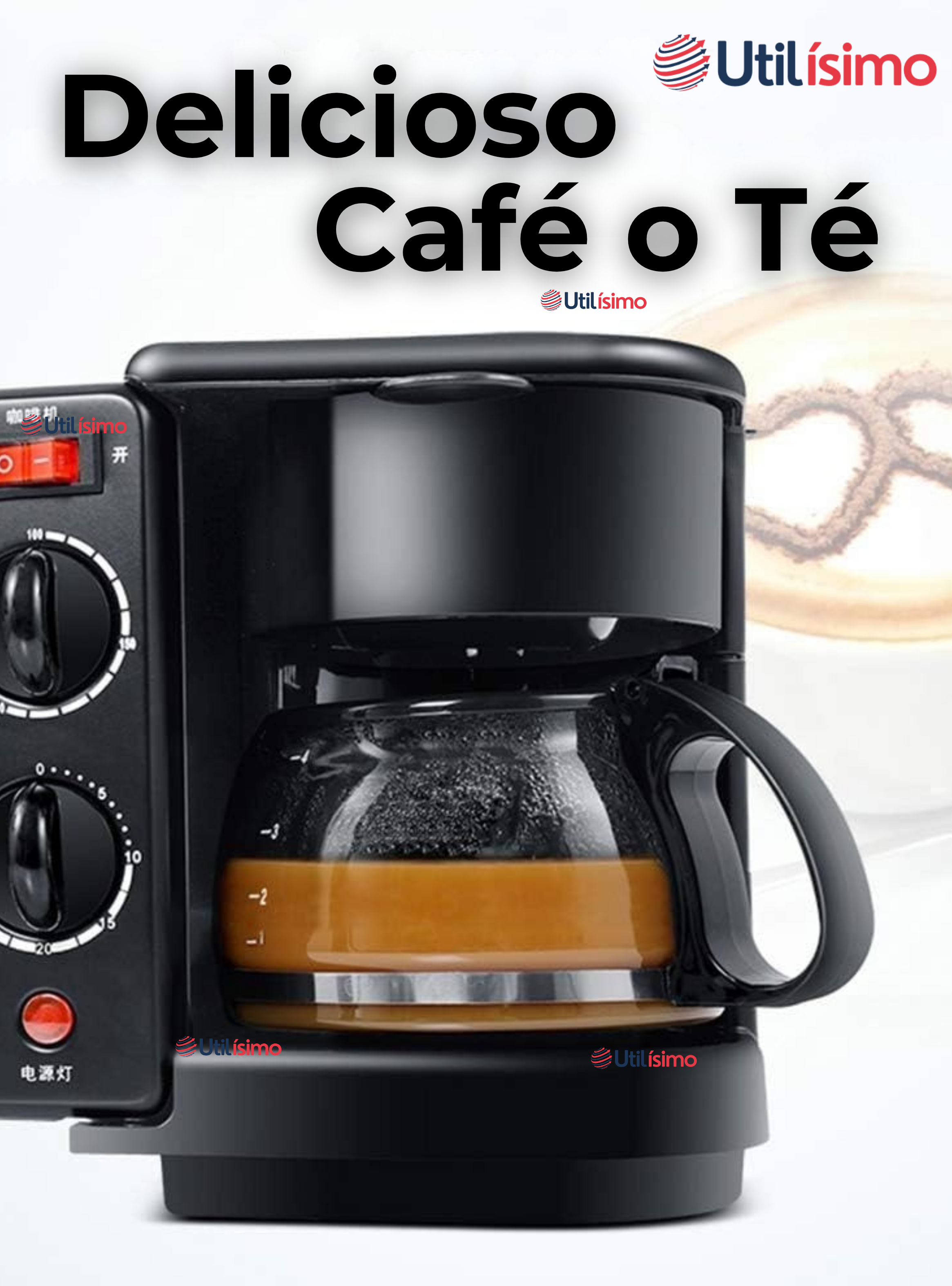 Maquina Desayuno Multifuncional 3 En 1 Horno Cafetera y Sartén-6