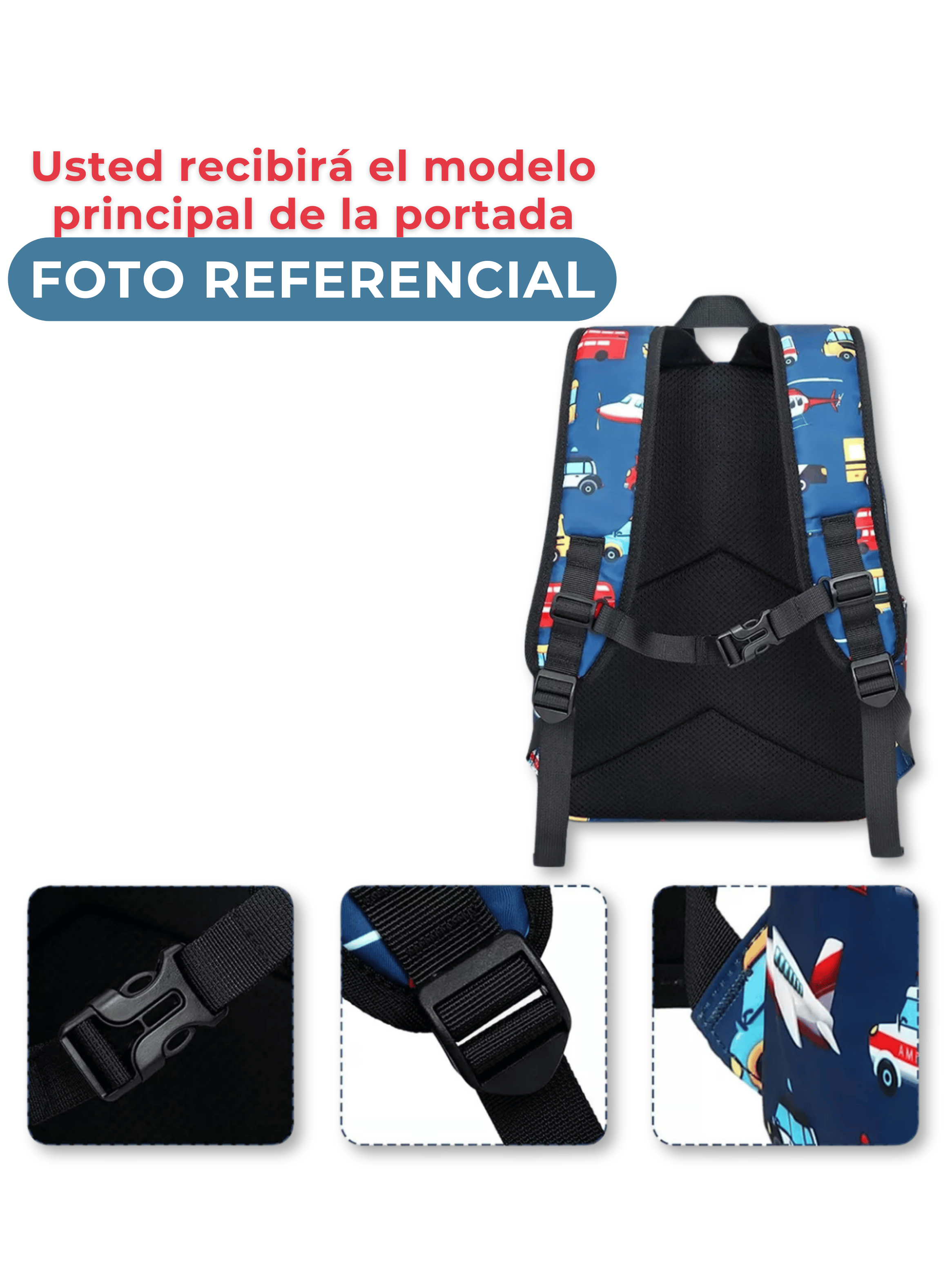 Mochila Infantil 2 a 4 años Jardín Escuela 33cm Niño Niña Celeste Cars-3
