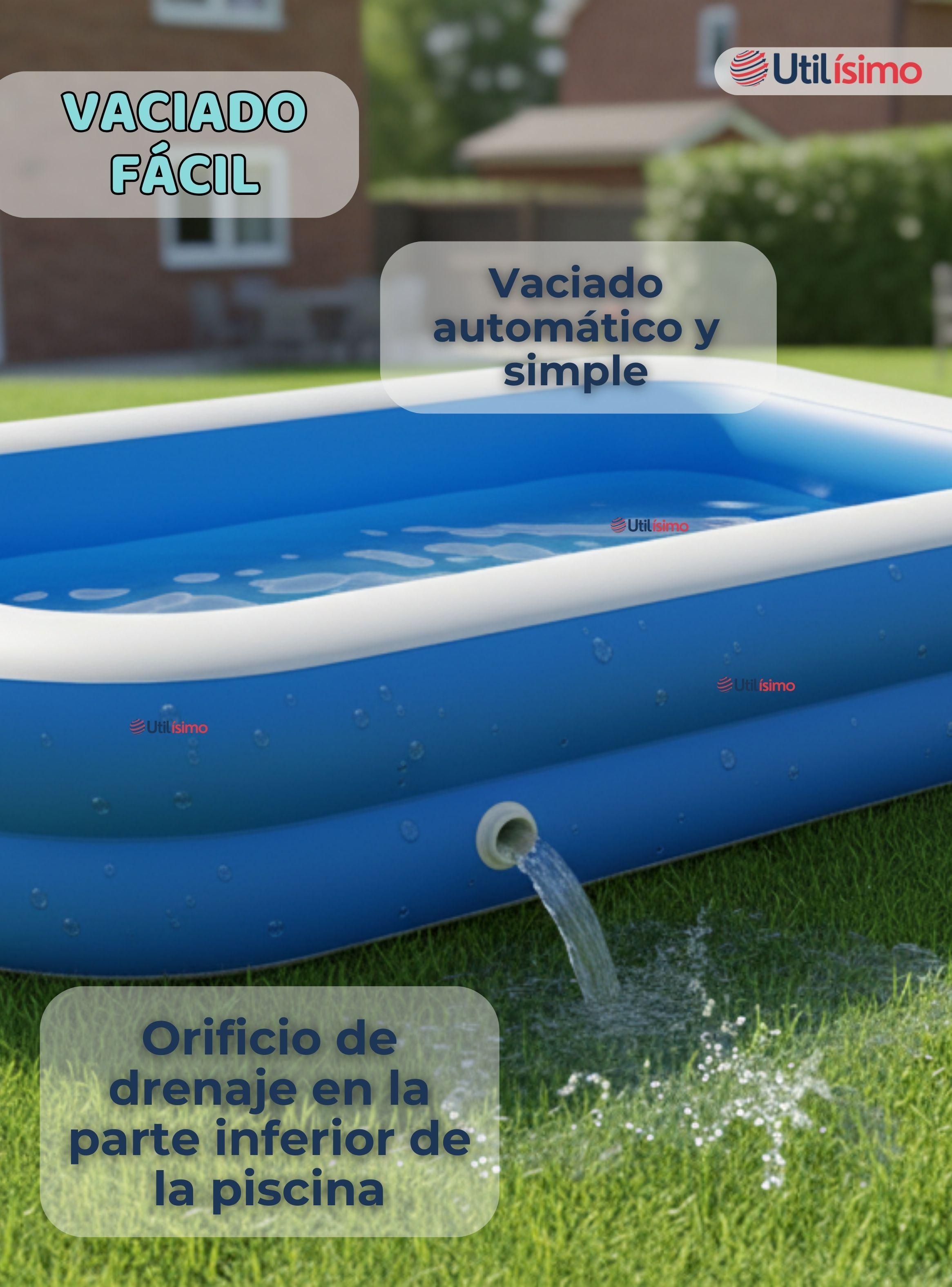 Piscina Inflable Rectangular de 262x175x51 CM Color Azul-6