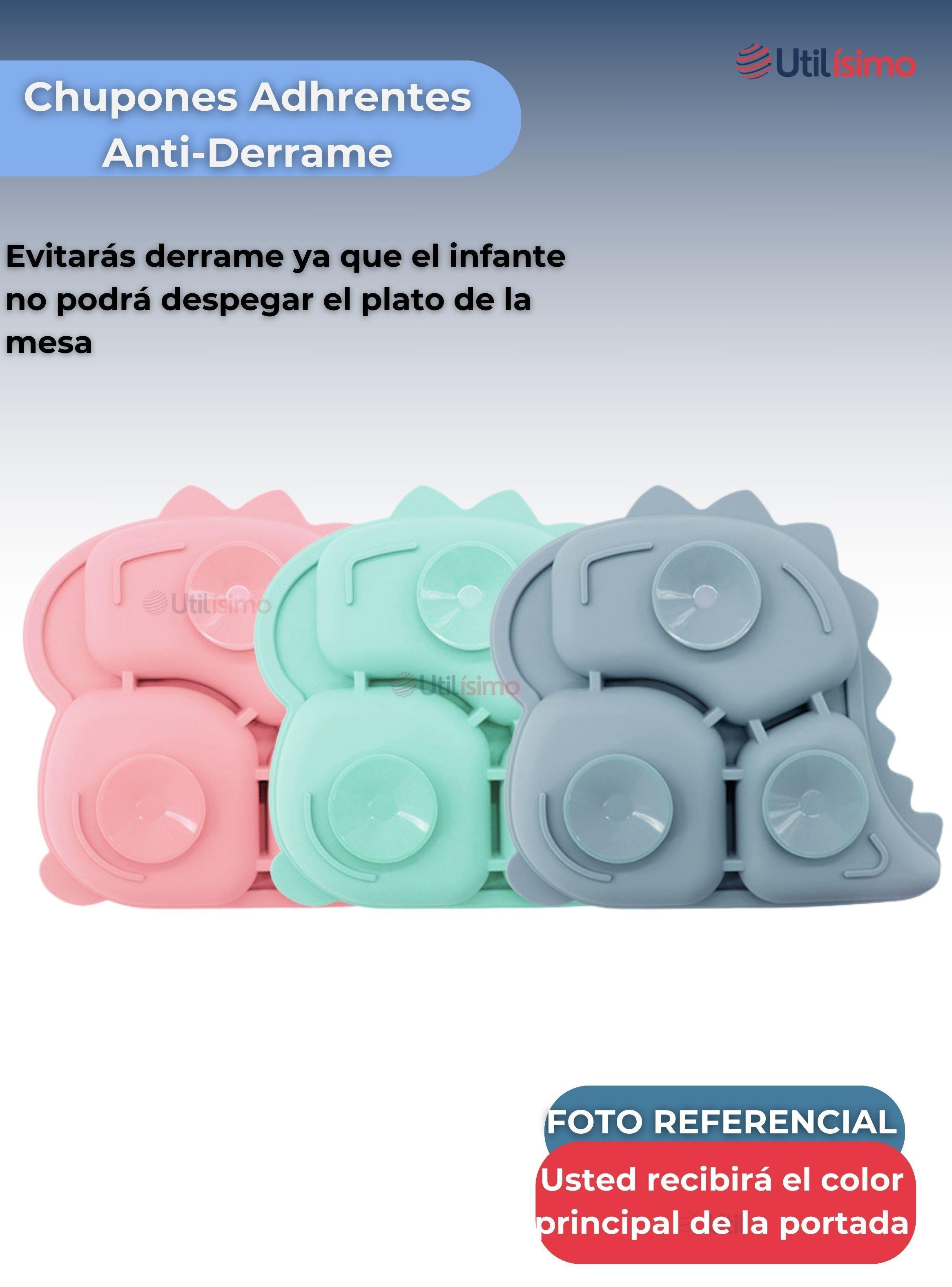 Set De Alimentación Bebé Silicona 5 Piezas Dinosaurio Libre BPA Azul-3