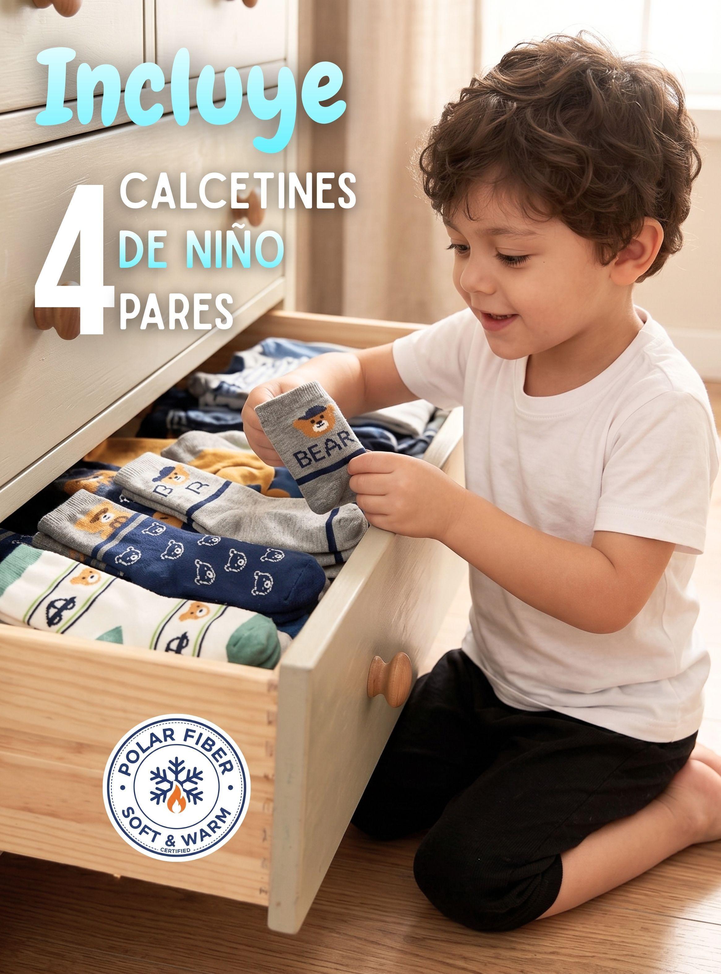 Pack 4 Pares Calcetines Toalla de Niño Suaves Cálidos Invierno Colores Surtidos-2