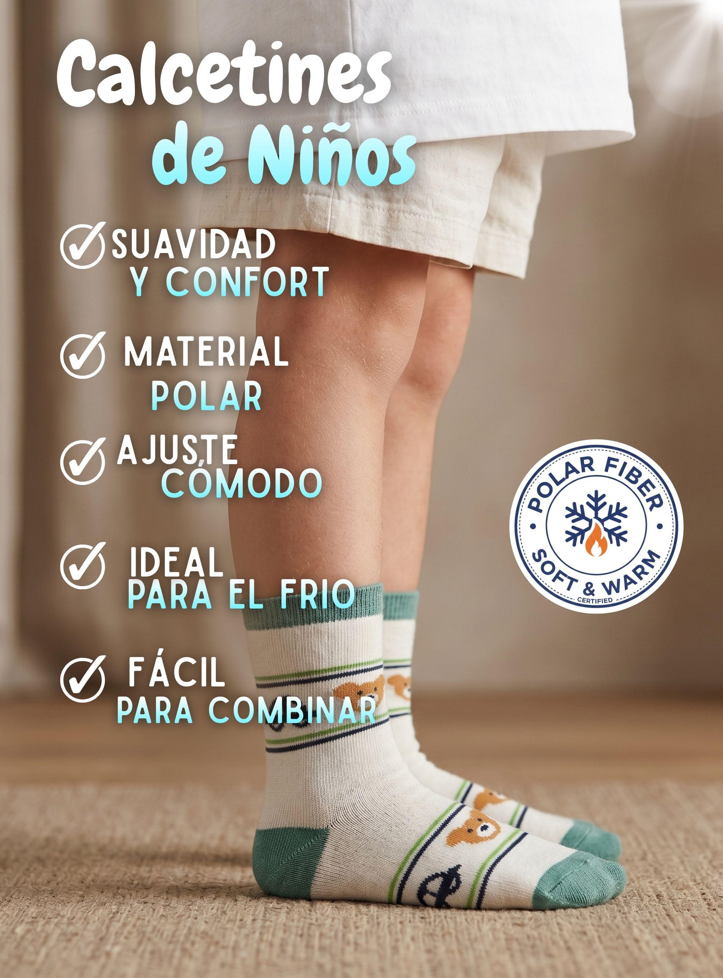 Pack 4 Pares Calcetines Toalla de Niño Suaves Cálidos Invierno Colores Surtidos-4