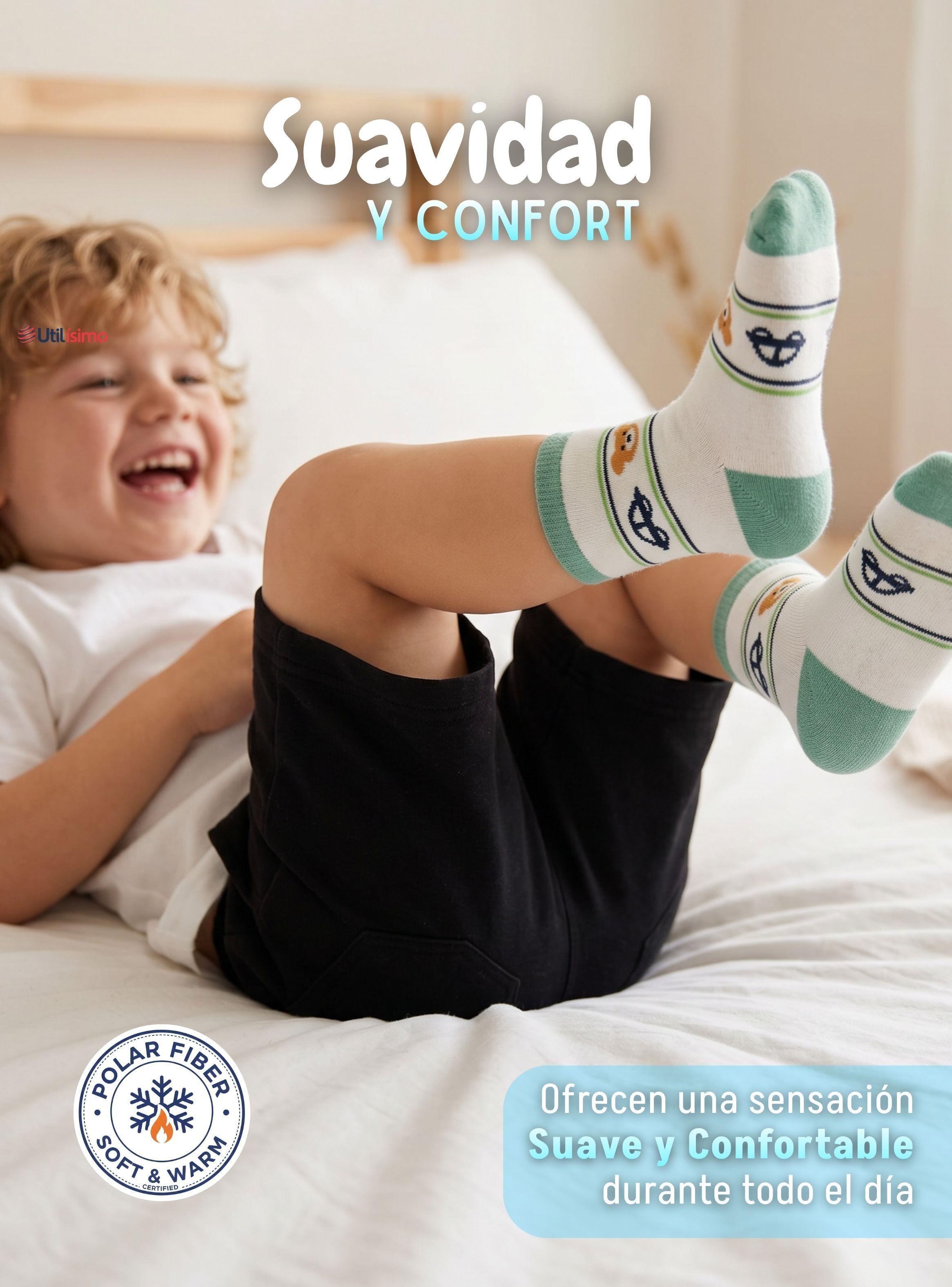 Pack 4 Pares Calcetines Toalla de Niño Suaves Cálidos Invierno Colores Surtidos-5