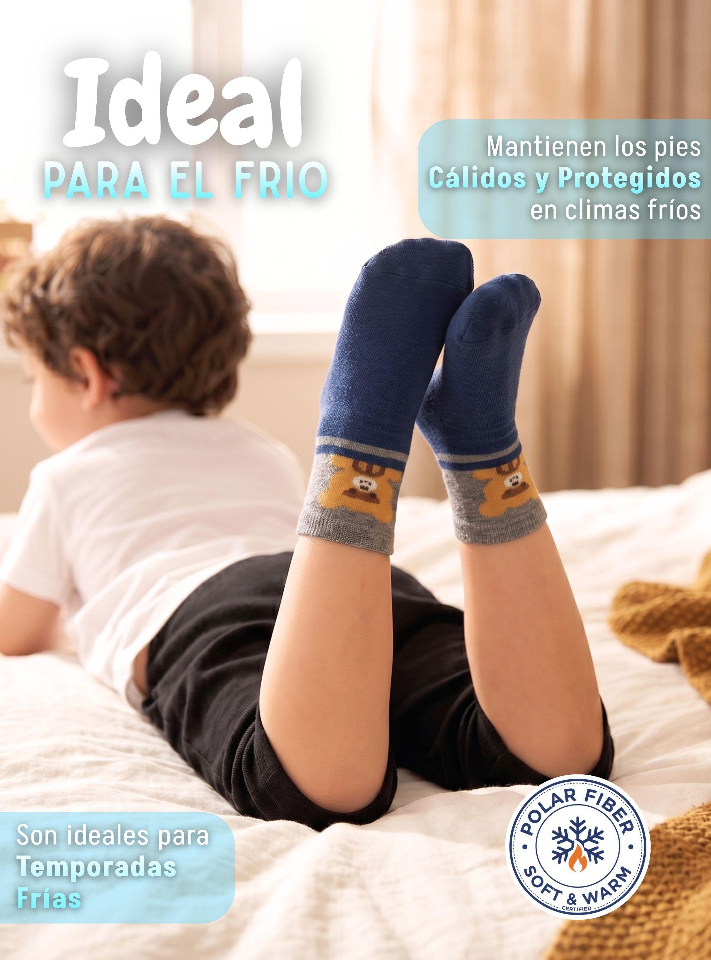 Pack 4 Pares Calcetines Toalla de Niño Suaves Cálidos Invierno Colores Surtidos-6