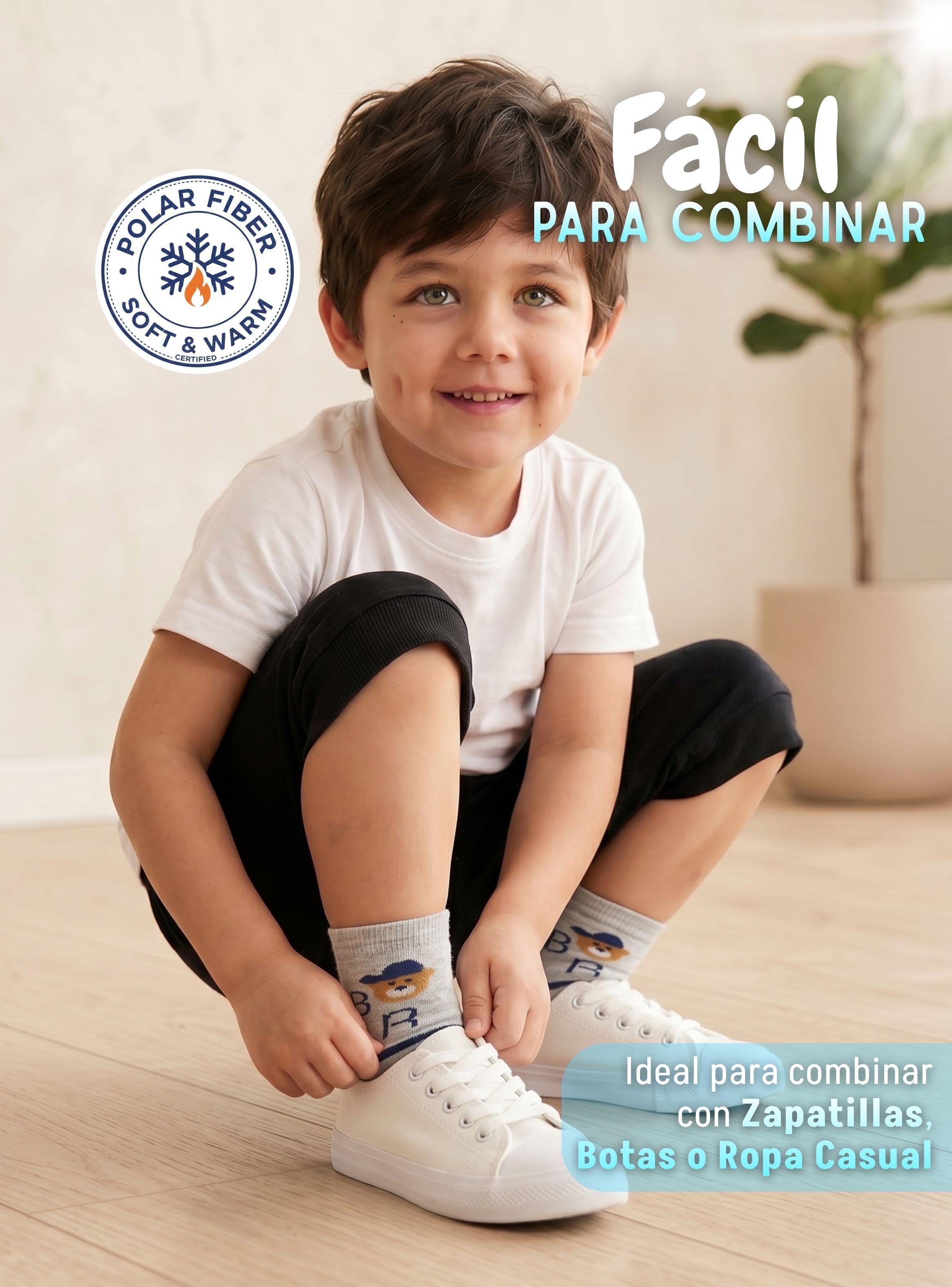 Pack 4 Pares Calcetines Toalla de Niño Suaves Cálidos Invierno Colores Surtidos-7