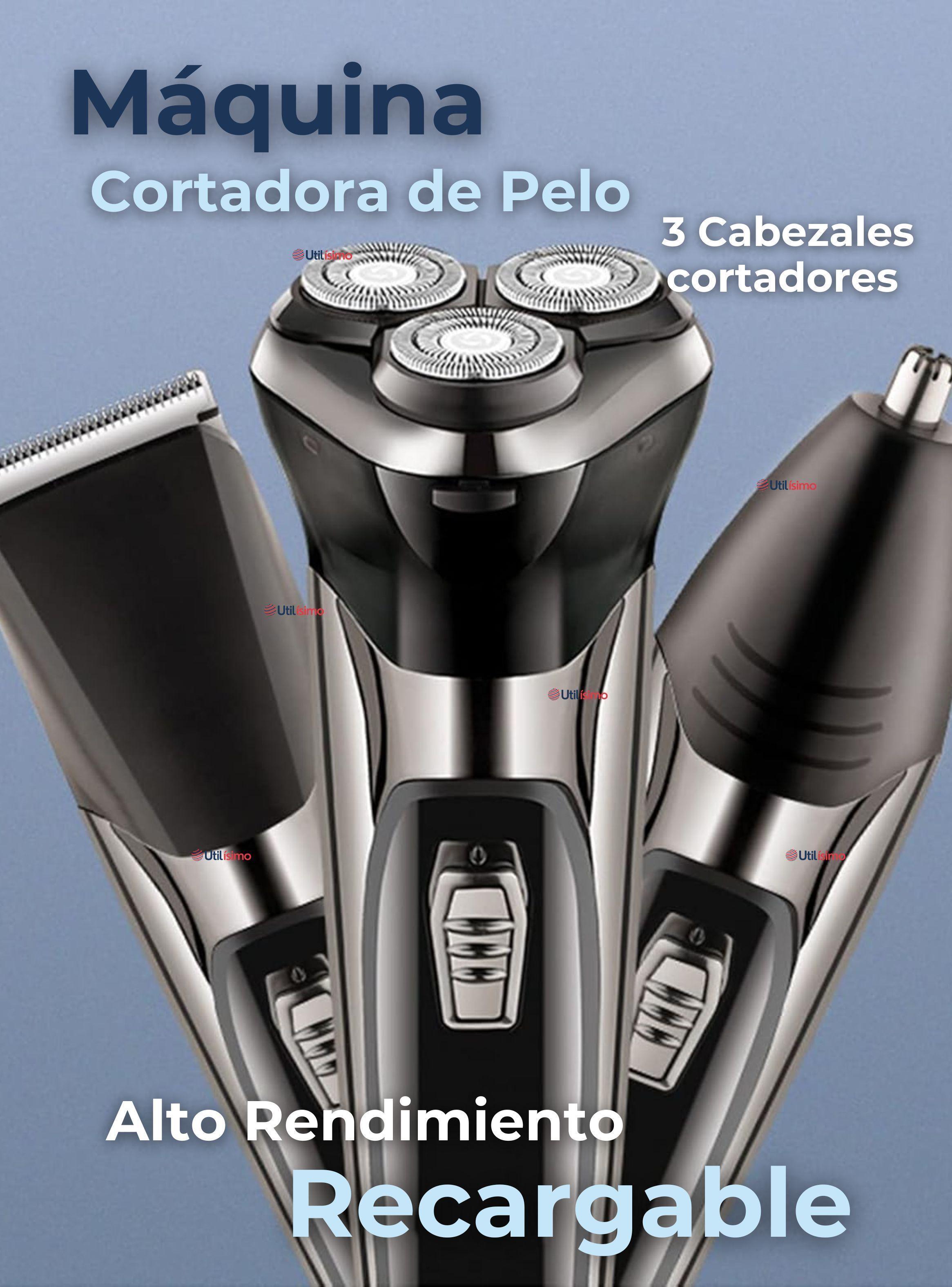 Máquina de Afeitar 3 en 1 Recargable Inalámbrica USB Plateada-3