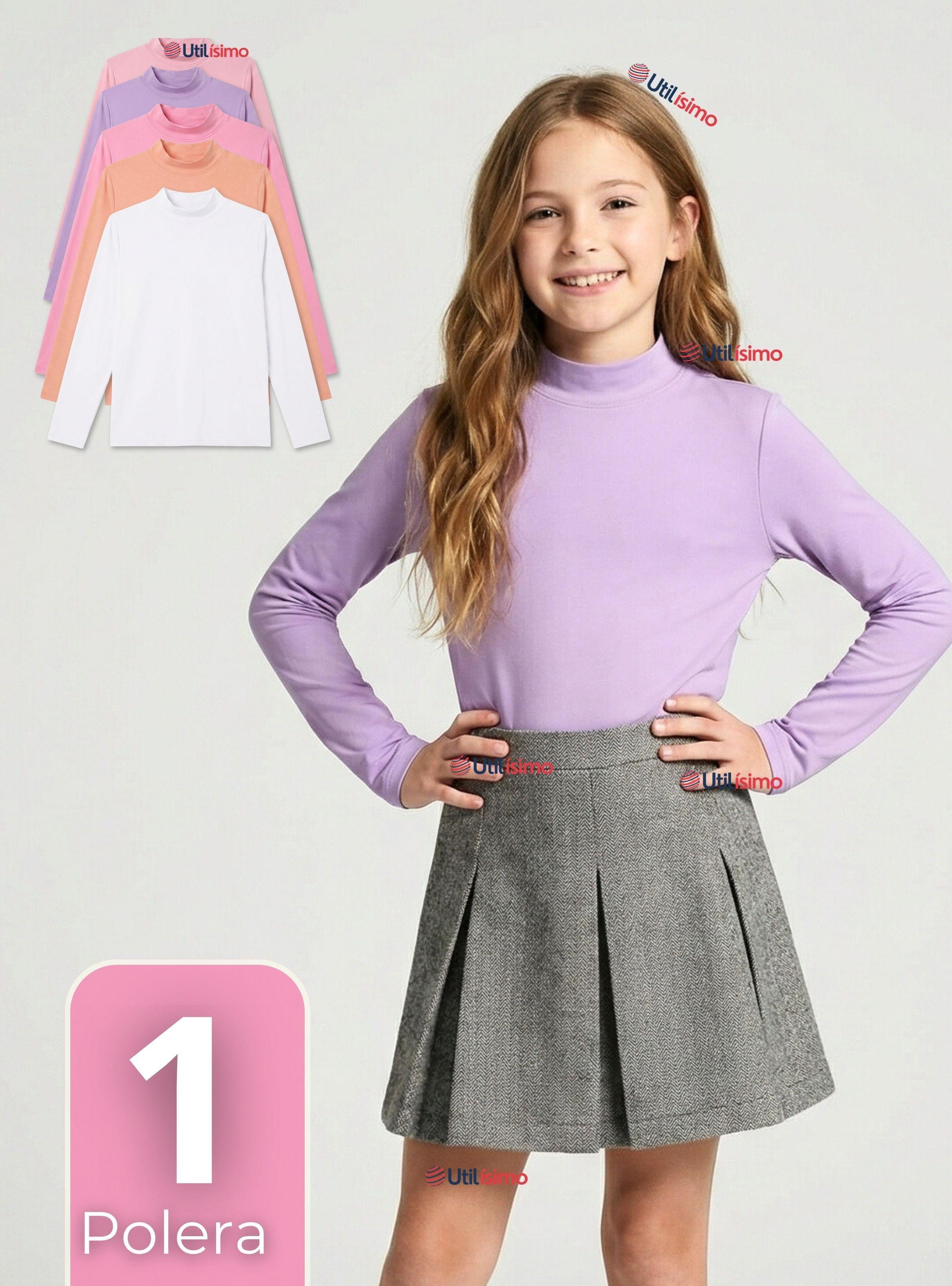 Polera Camiseta Bambú Cuello Beatle Primera Capa Manga Larga Colores Surtidos Niñas-0