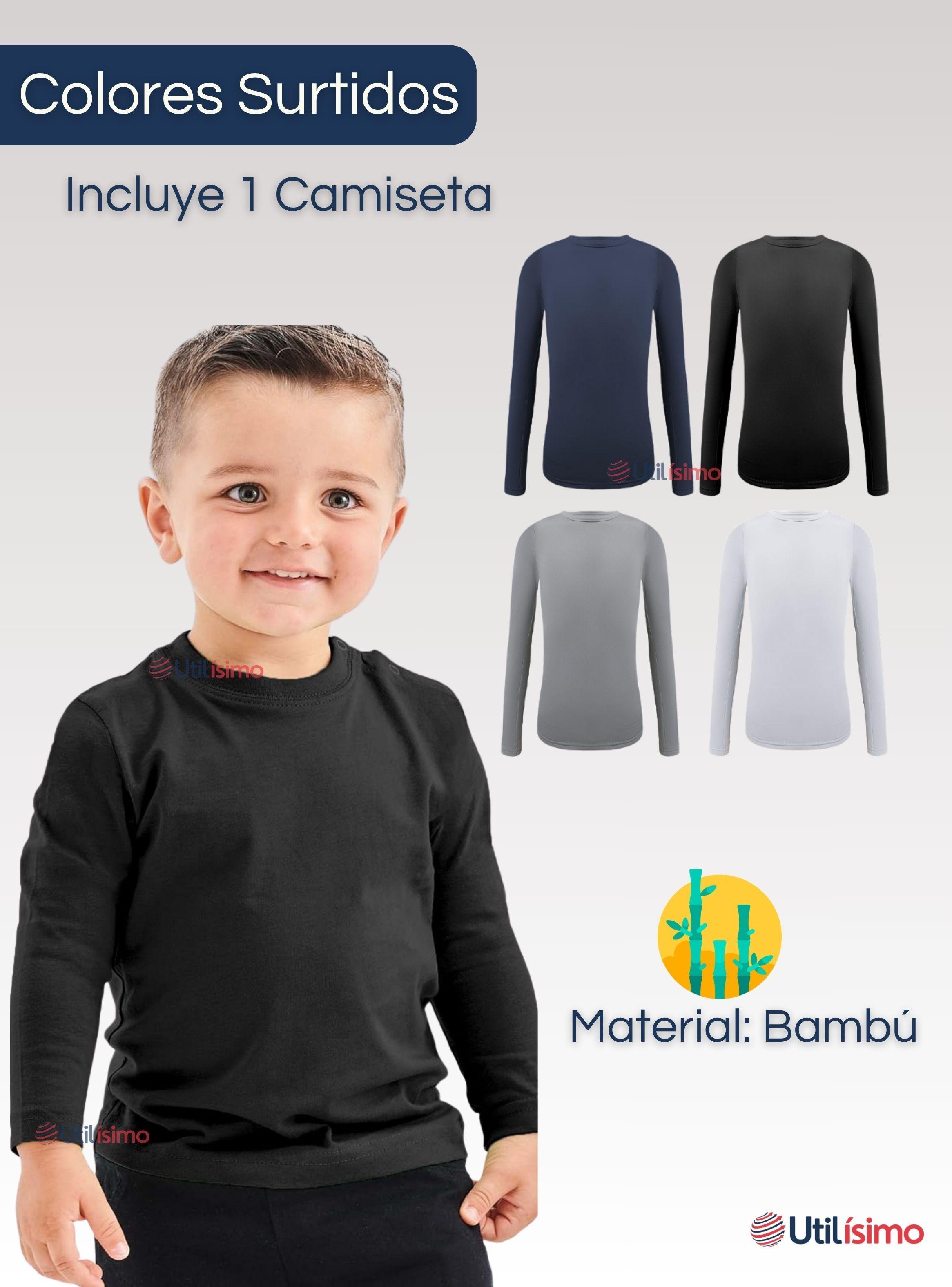 Camiseta Bambú Primera Capa Polera Cuello Redondo Surtido Niño-1
