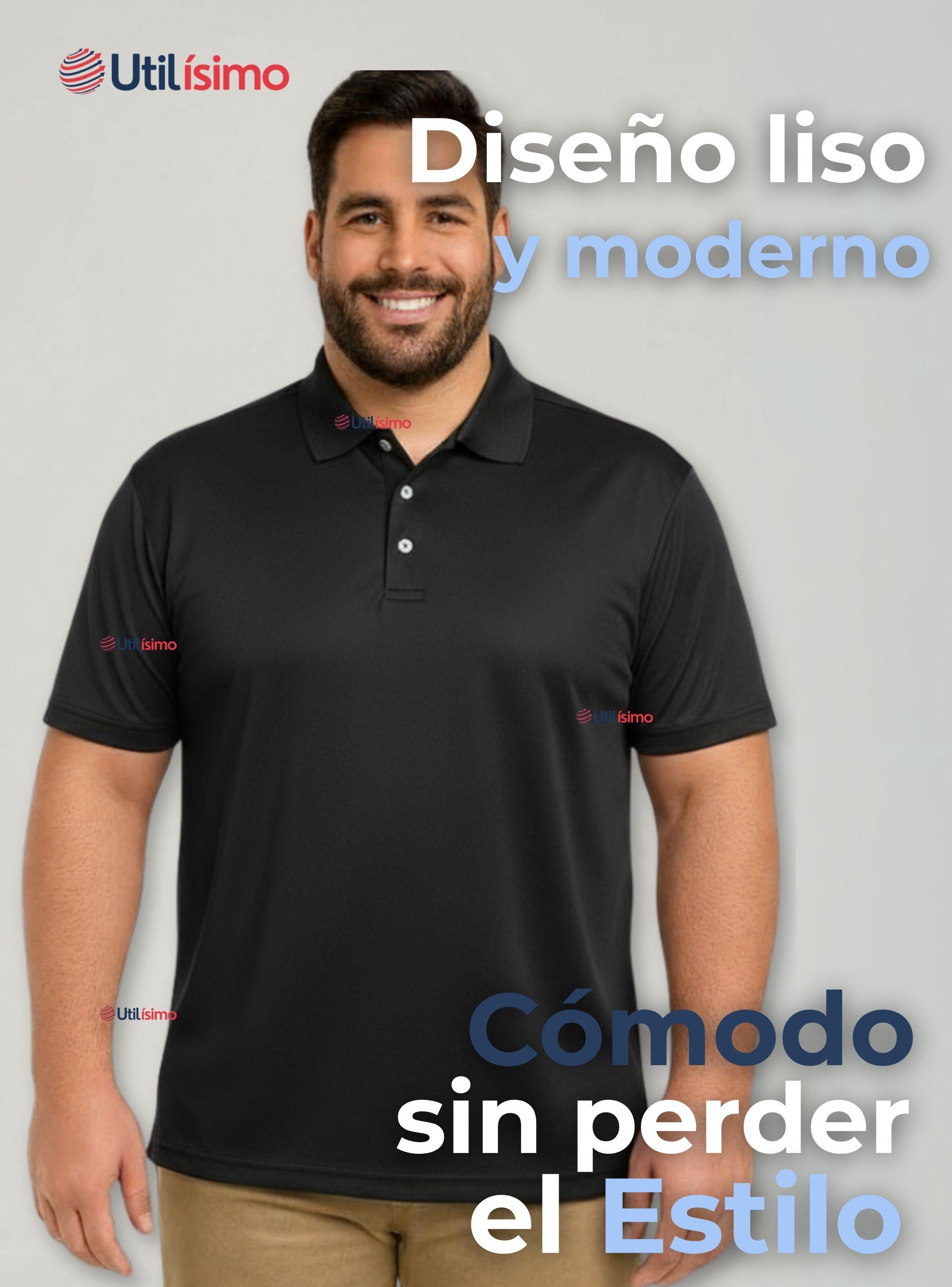 Polera Pique Premium 200g Manga Corta 100% Algodón Textura Suave Chemise Color Negro Hombre-4