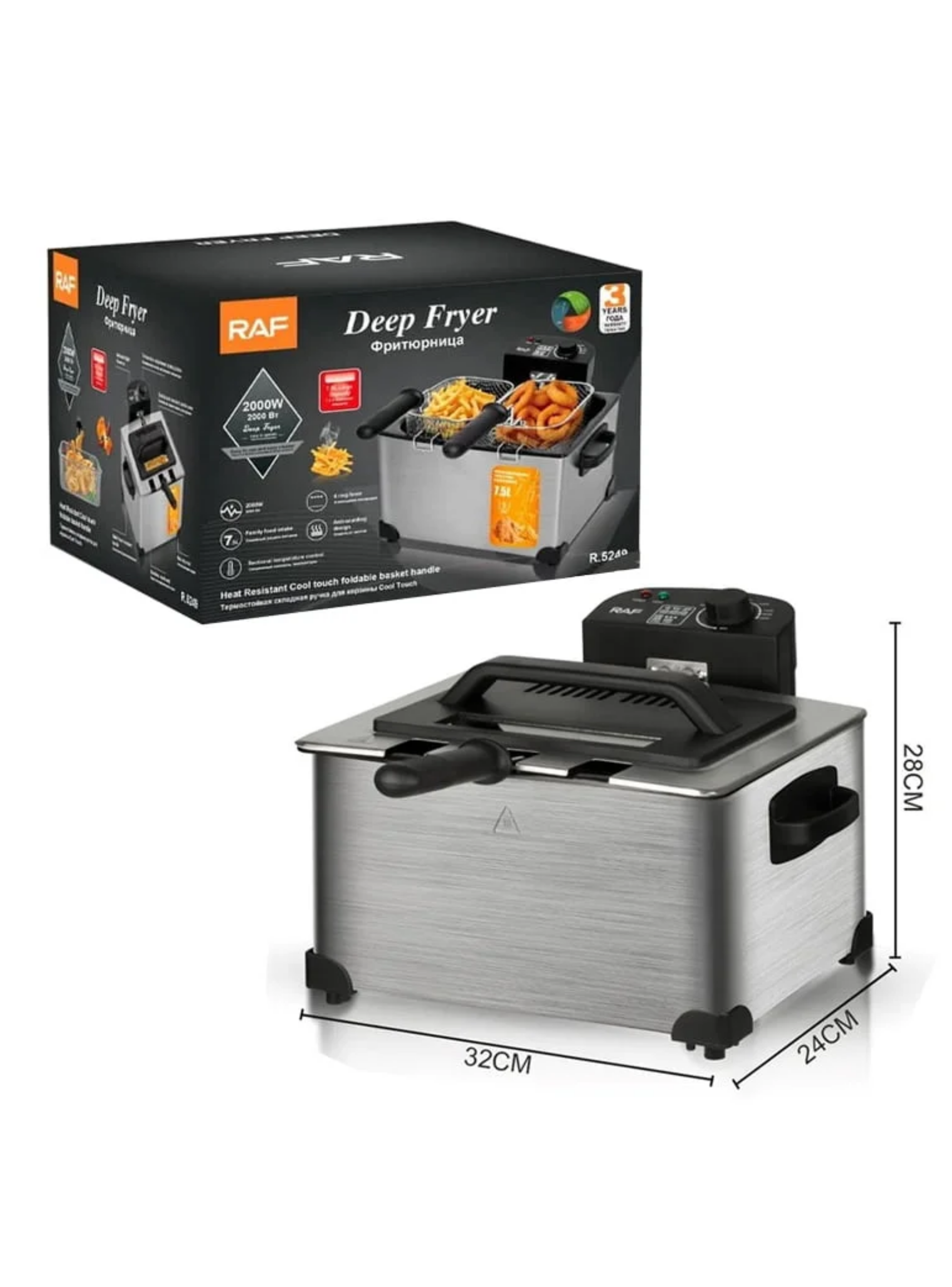 Freidora Eléctrica Con Indicador De Luz Doble Tanque 7.5 L-2