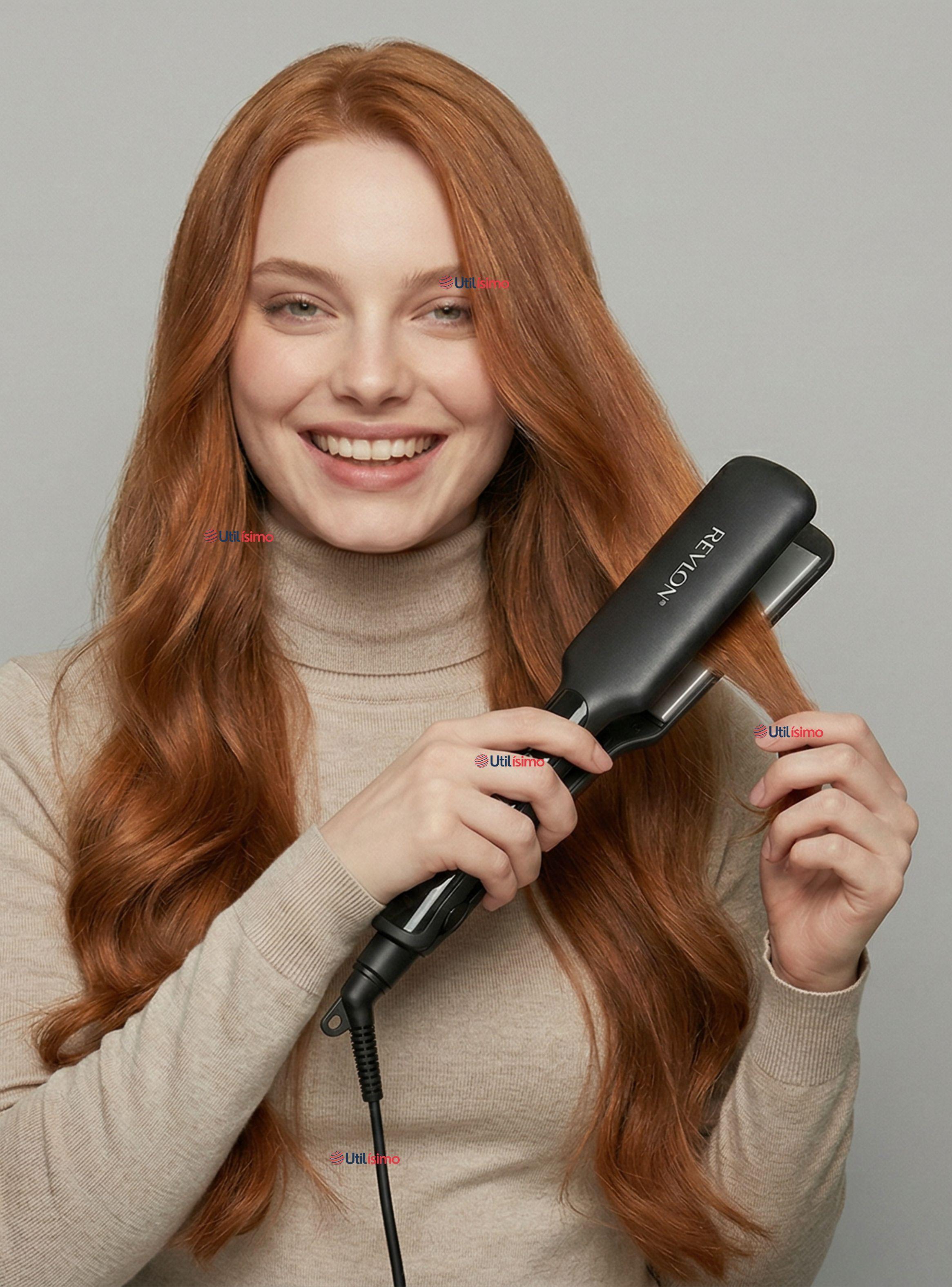 Plancha Alisadora De Cabello Revlon Placas De Cerámica RVST2182 Alaciadora Negra-0