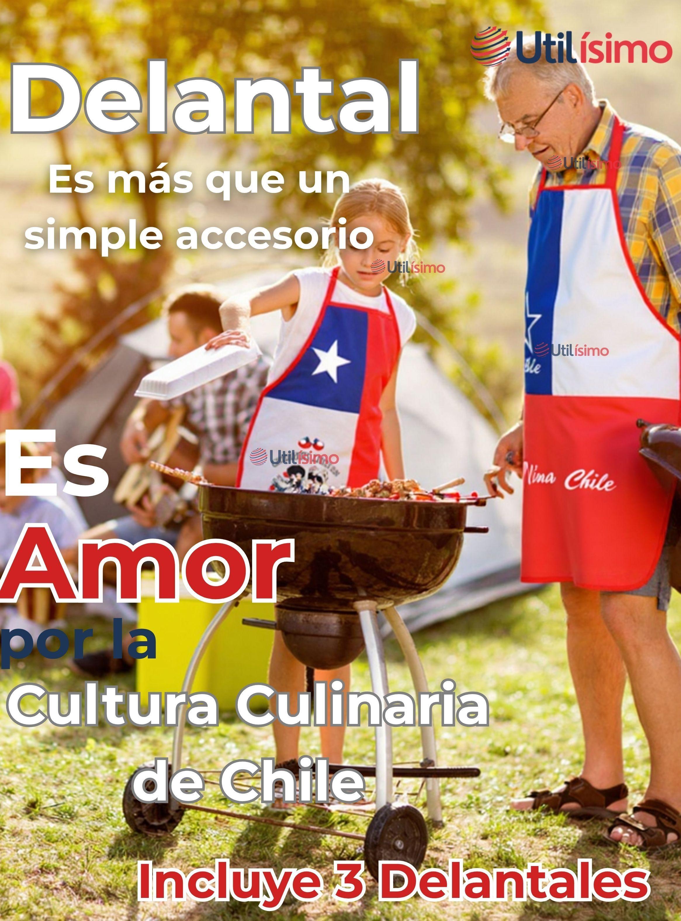 Pack 3 Delantal Cocina Chile Fiestas Patrias Bandera Chilena 60X90 CM Surtidos-3