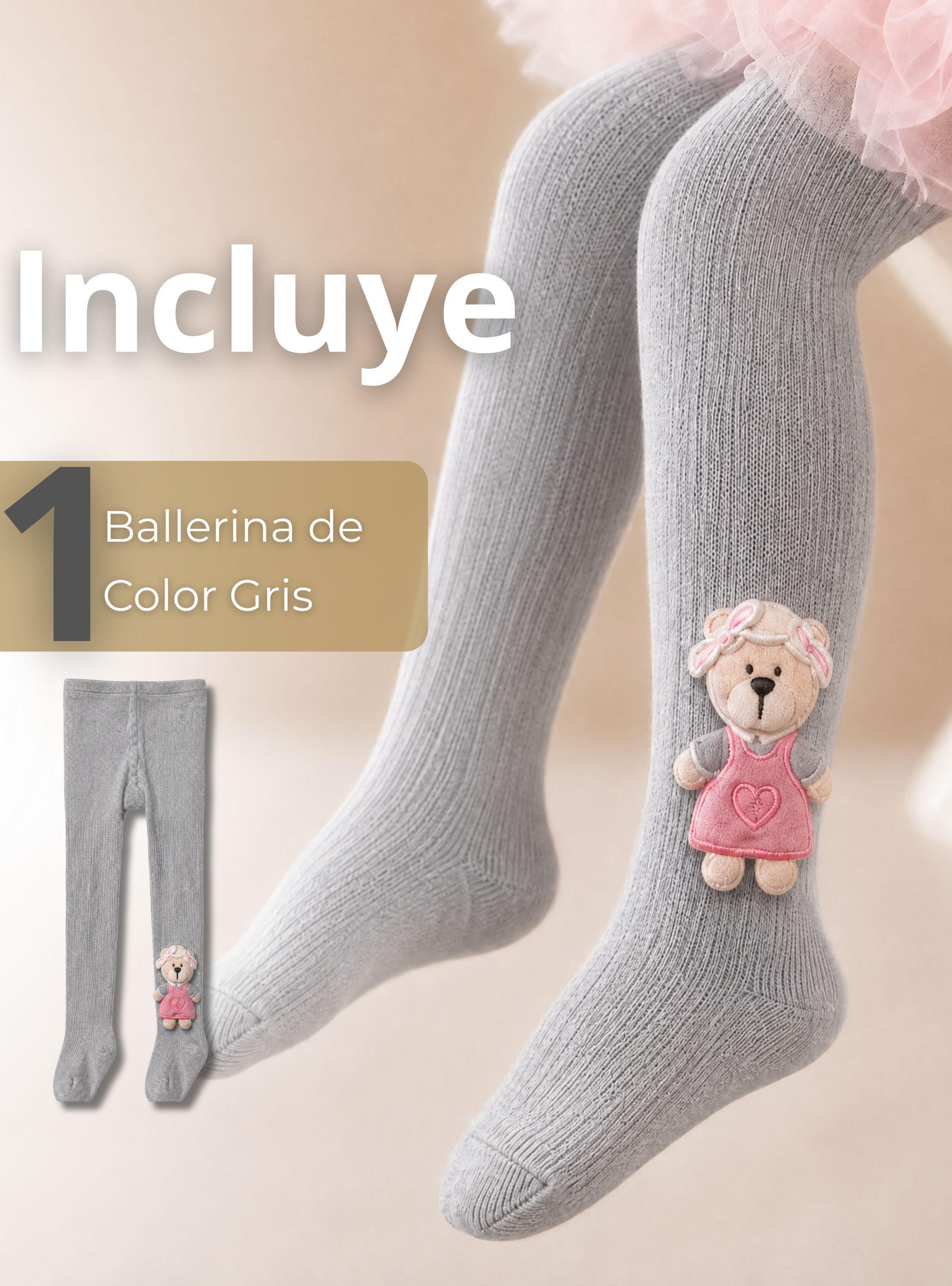 Panty 3D Osito Gris Tejida Niña Ballerina 78% de Algodón Premium-2