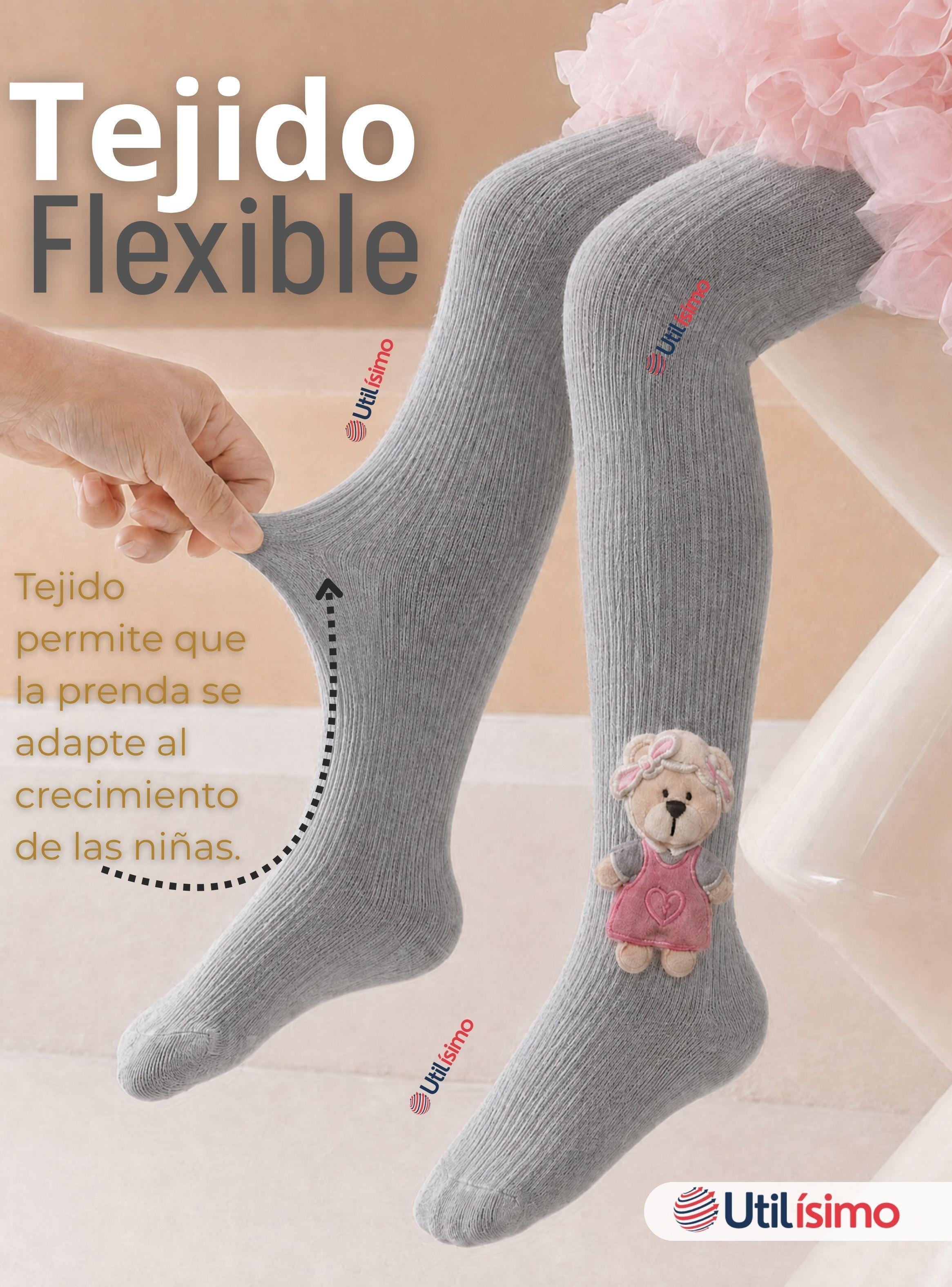 Panty 3D Osito Gris Tejida Niña Ballerina 78% de Algodón Premium-5
