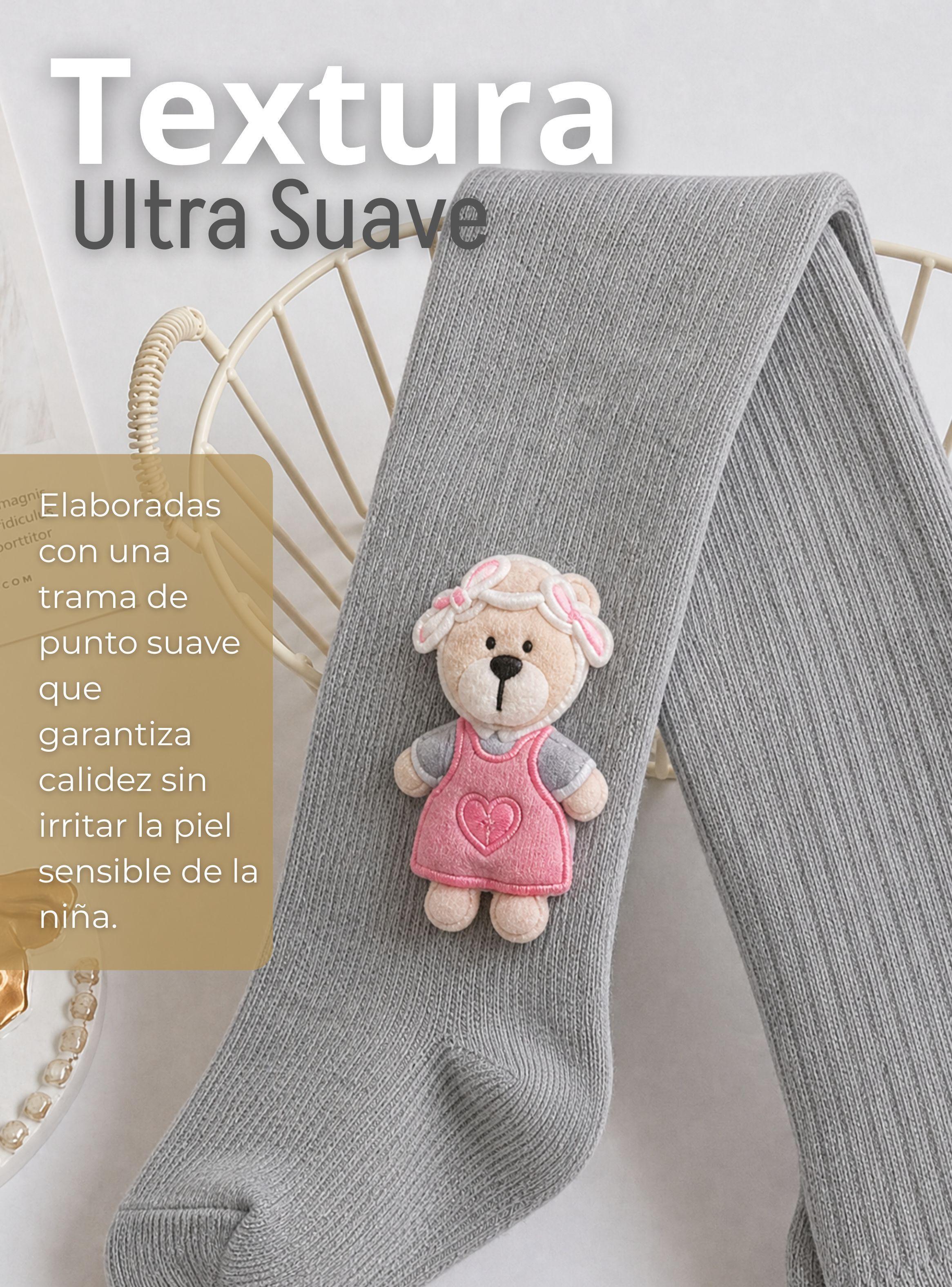 Panty 3D Osito Gris Tejida Niña Ballerina 78% de Algodón Premium-6
